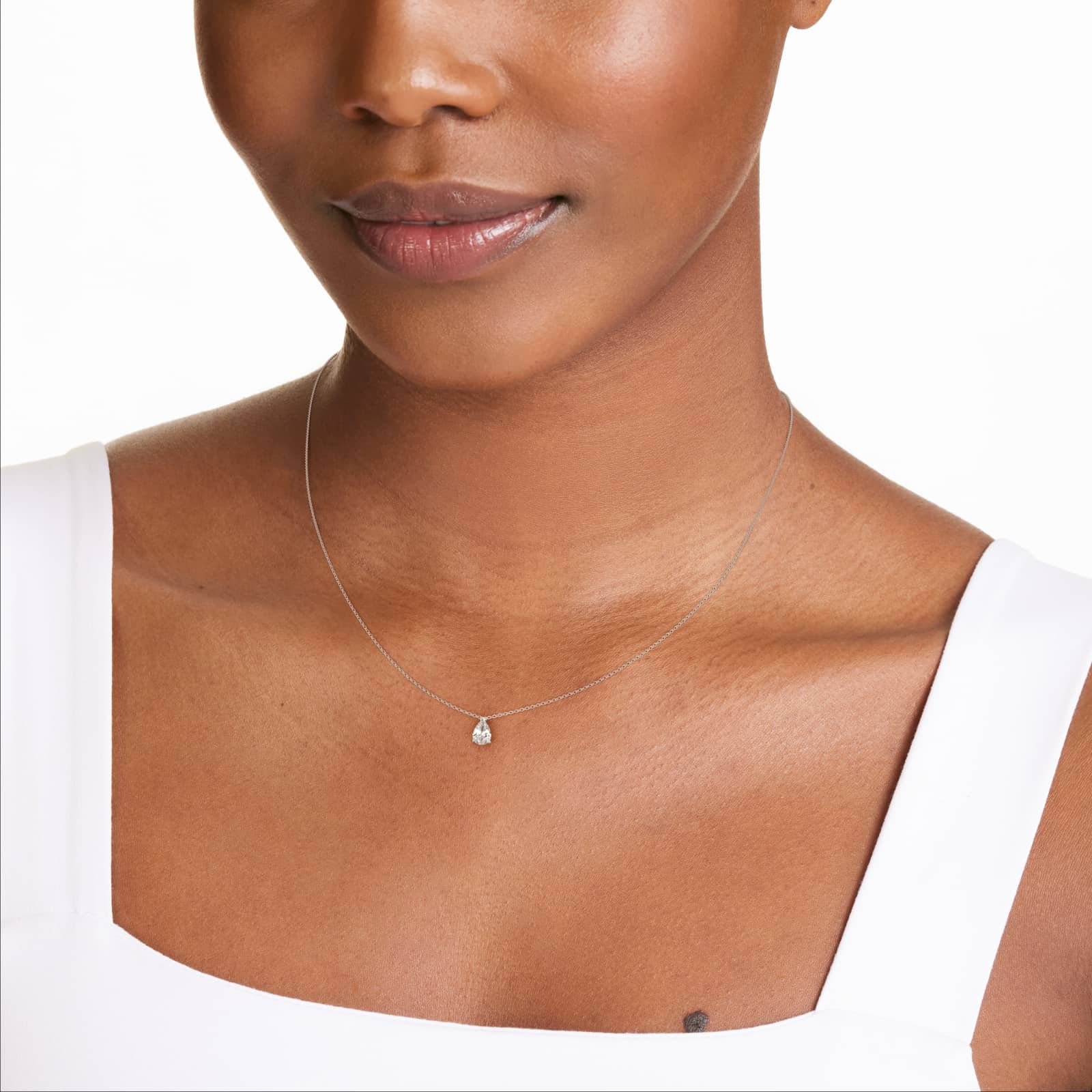 Platinum Point Up Pear Shape Diamond Solitaire Pendant (Mounting)