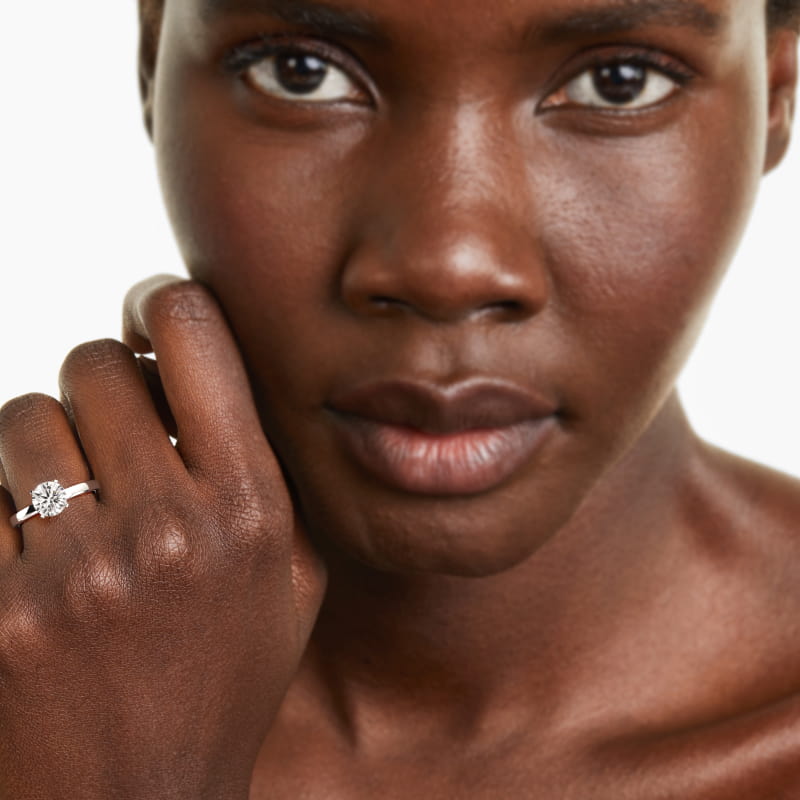 Comfort Fit Solitaire Engagement Ring In 14K White Gold