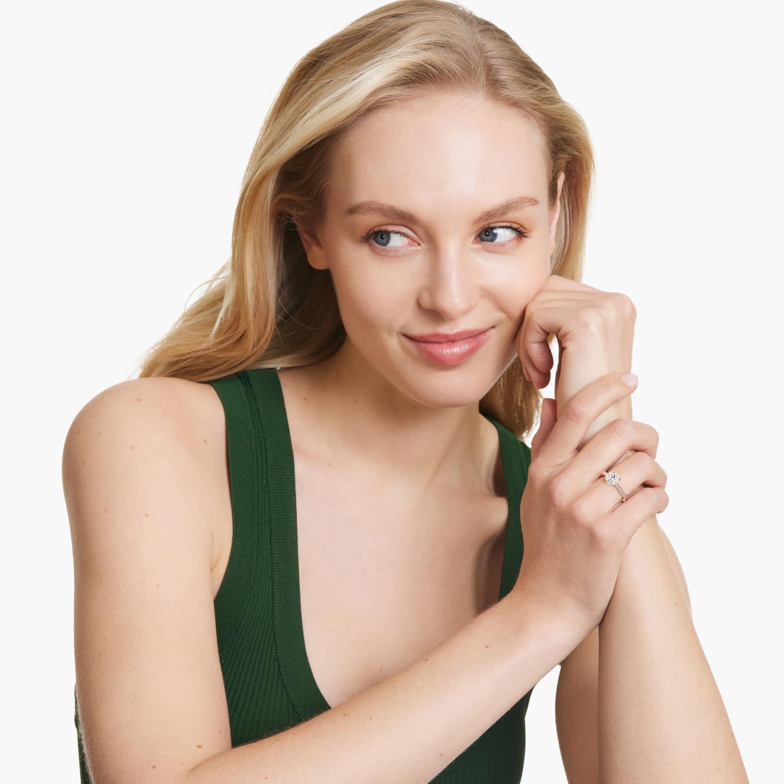 Petite Pavé Cathedral Diamond Engagement Ring In 14K Rose Gold