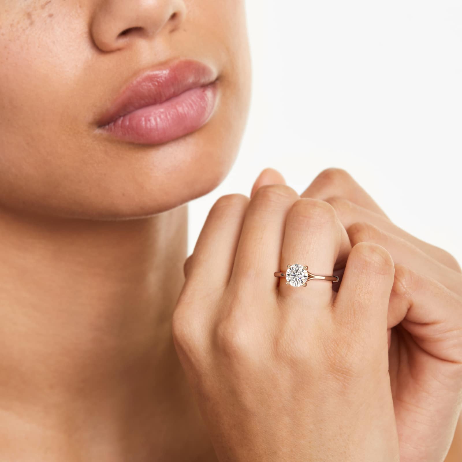 Classic Split Shank Solitaire Engagement Ring In 18K Yellow Gold