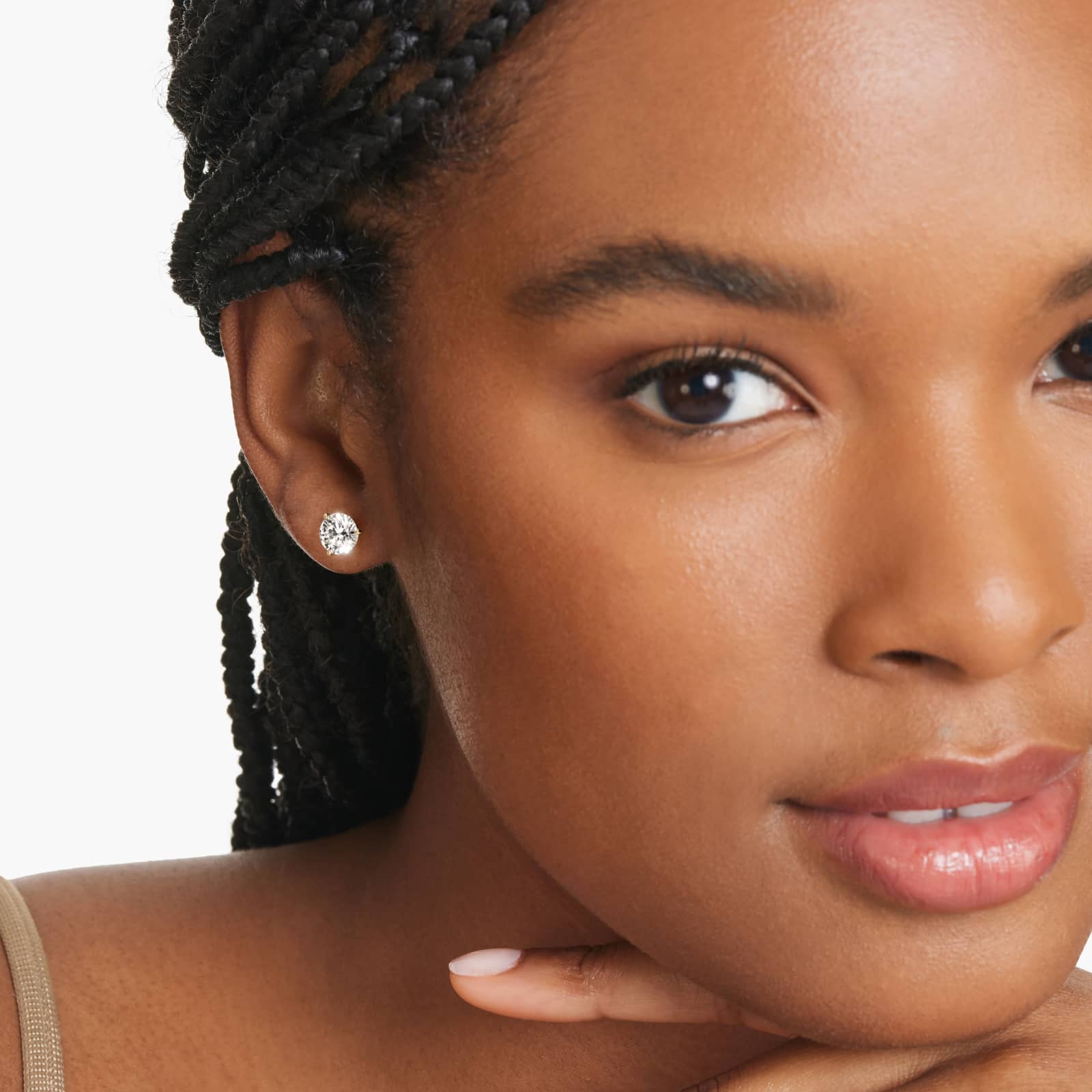 Three Prong Martini Style Custom Diamond Stud Earrings (Setting Only) In 14K Yellow Gold