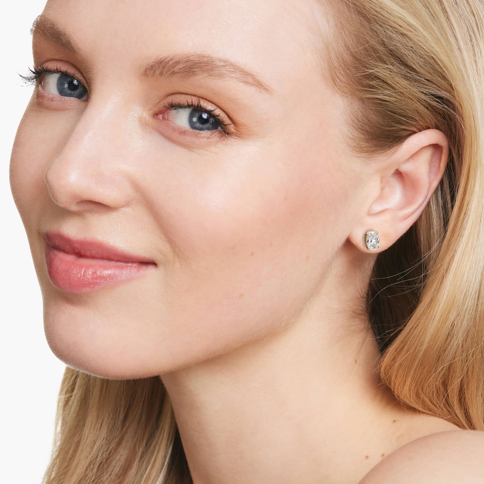 Oval Cut Custom Diamond Stud Earrings (Setting Only) In 14K Yellow Gold