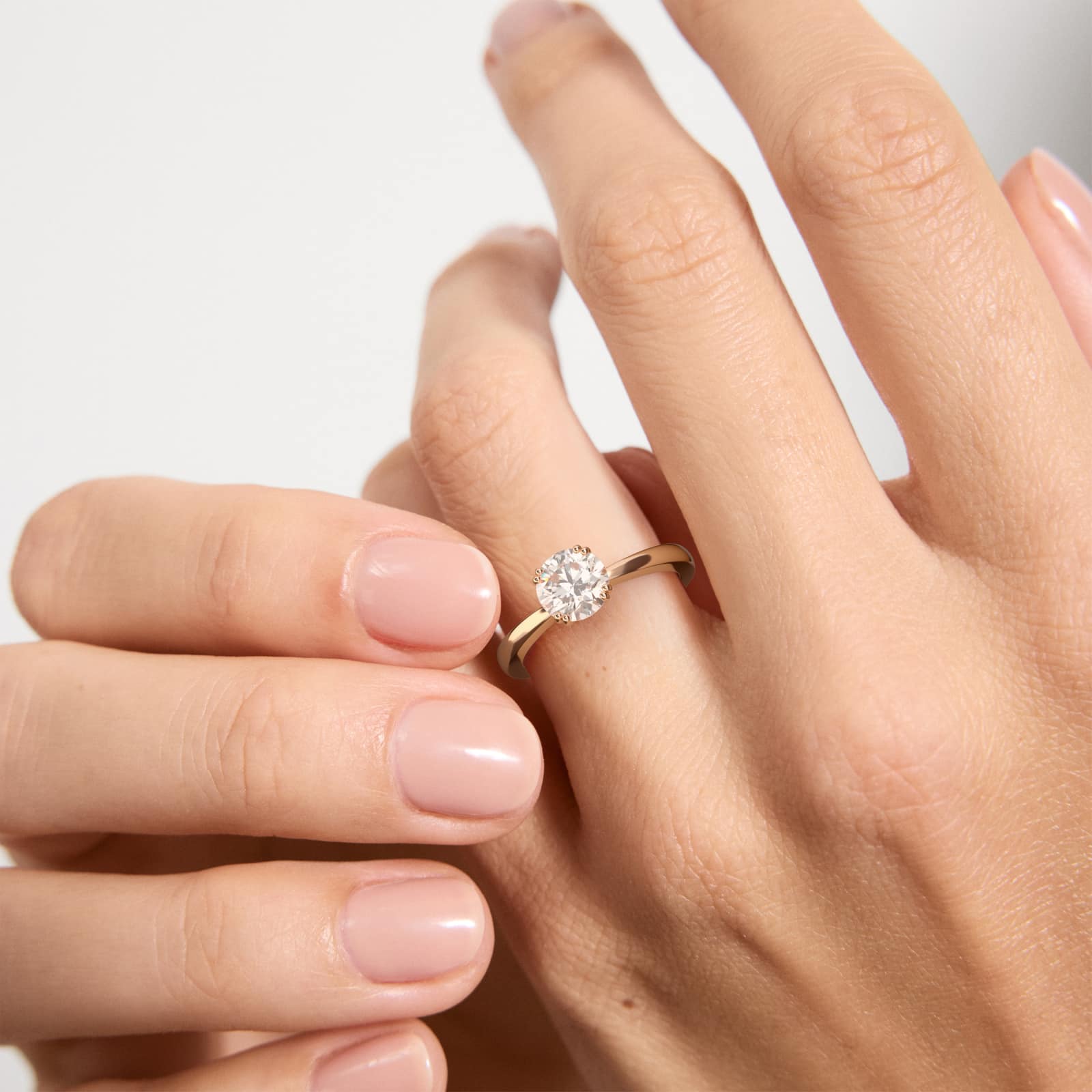 Split Prong Solitaire Engagement Ring In 14K Rose Gold