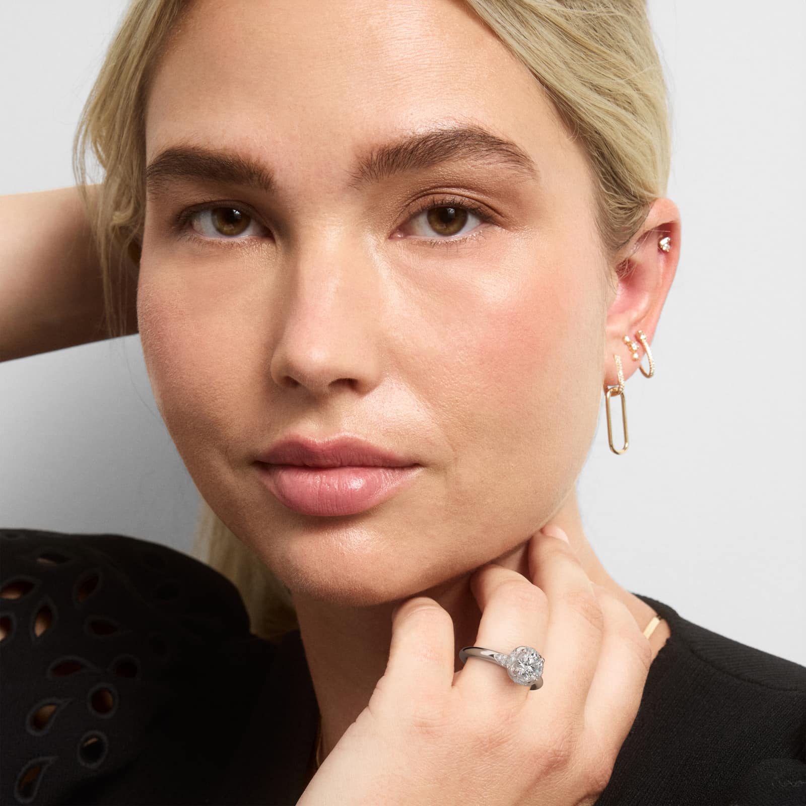 Perfectly Placed Pavé Halo Vintage-Style Engagement Ring In 14K White Gold