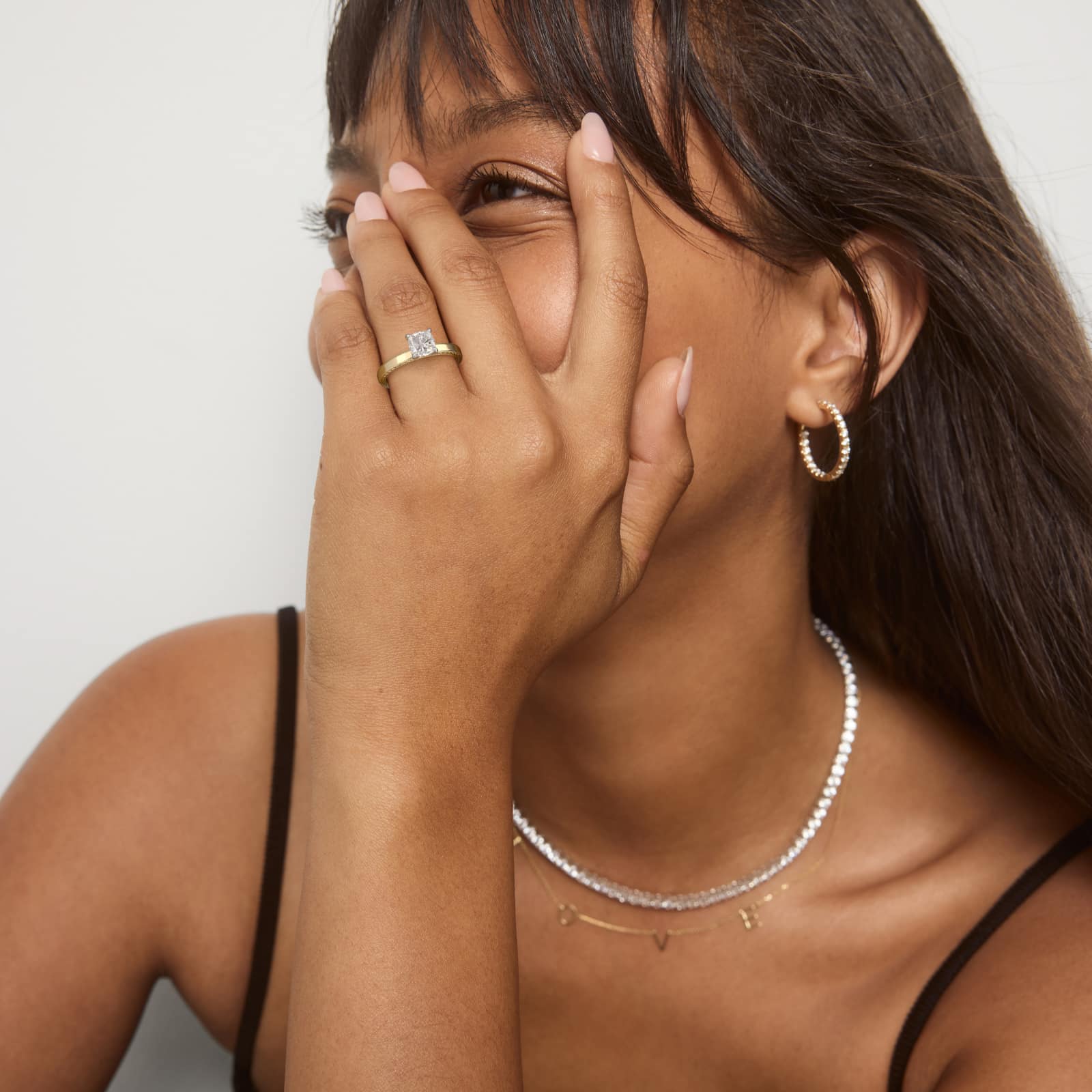 Etched Profile Solitaire Engagement Ring In 14K Yellow Gold