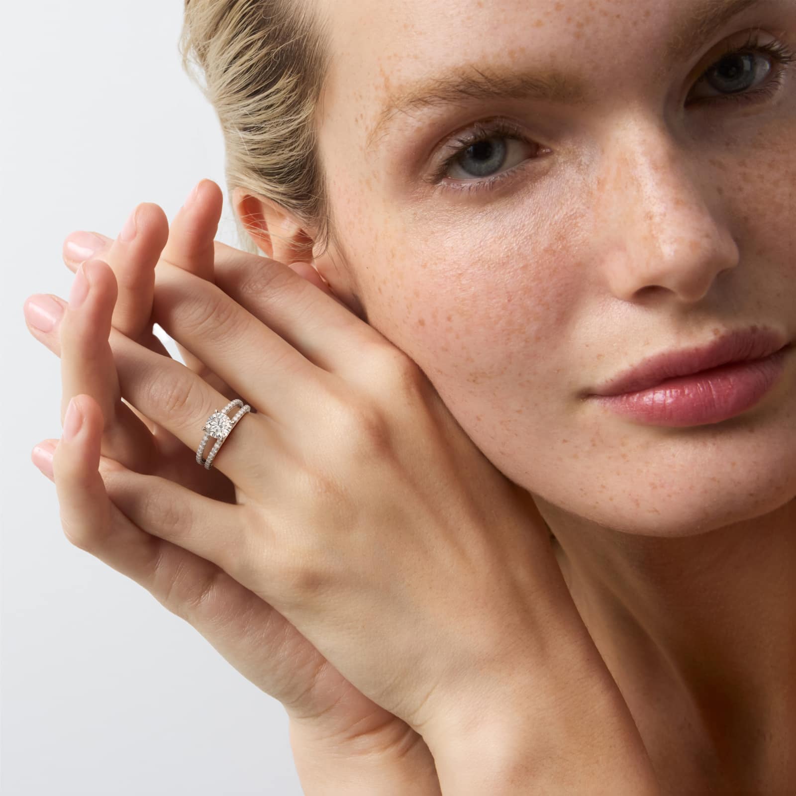 Pavé Split Shank Contour Diamond Engagement Ring In Platinum