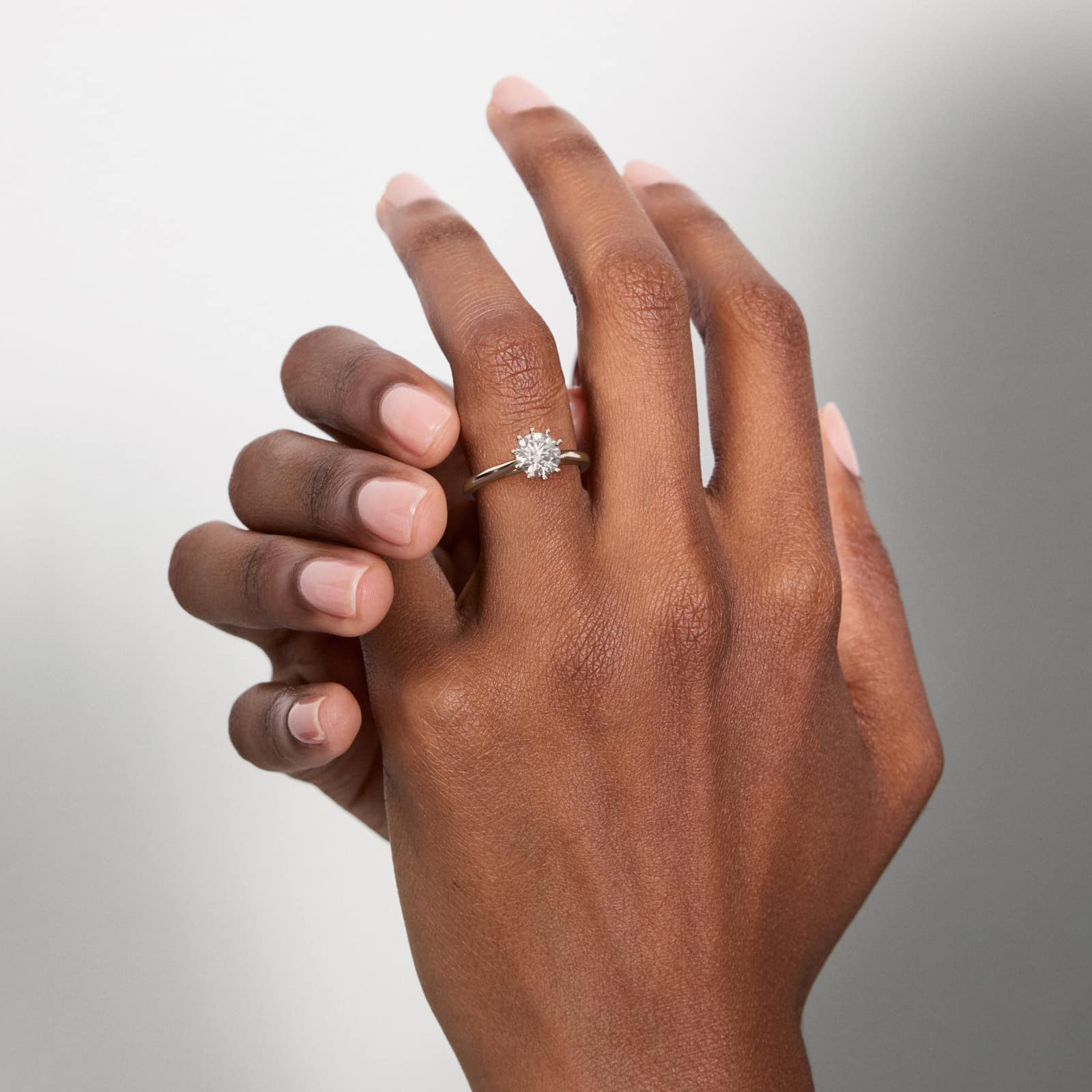 Ten Prong Solitaire Engagement Ring In 14K White Gold