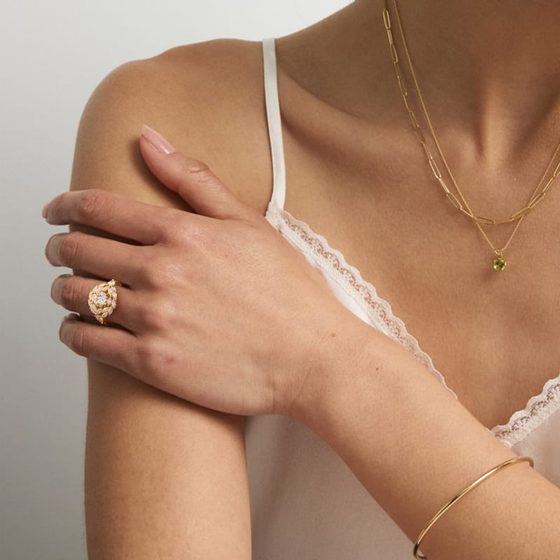 Marquise Dual Diamond Halo Engagement Ring In 14K Yellow Gold