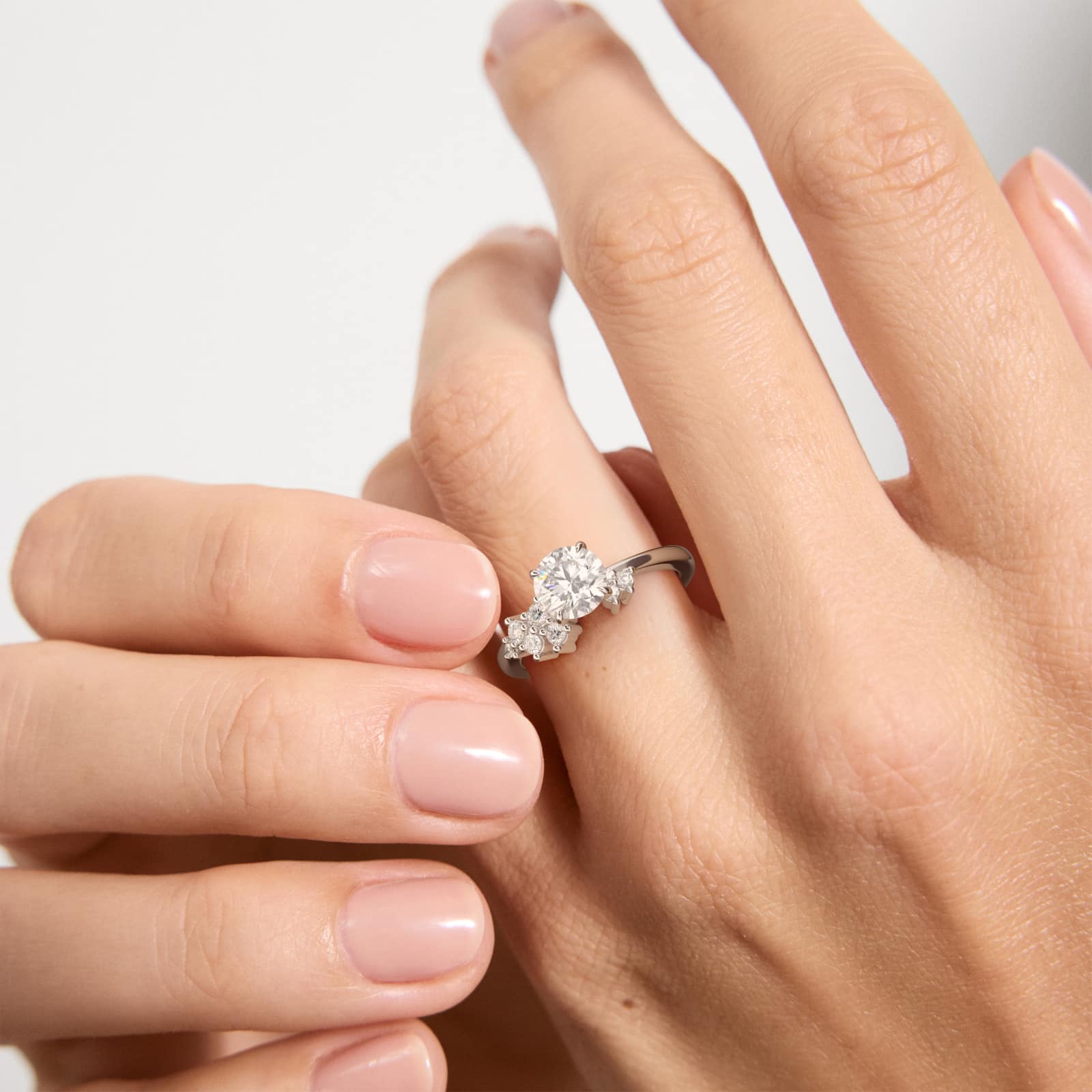 Diamond Constellation Side Stone Engagement Ring In Platinum