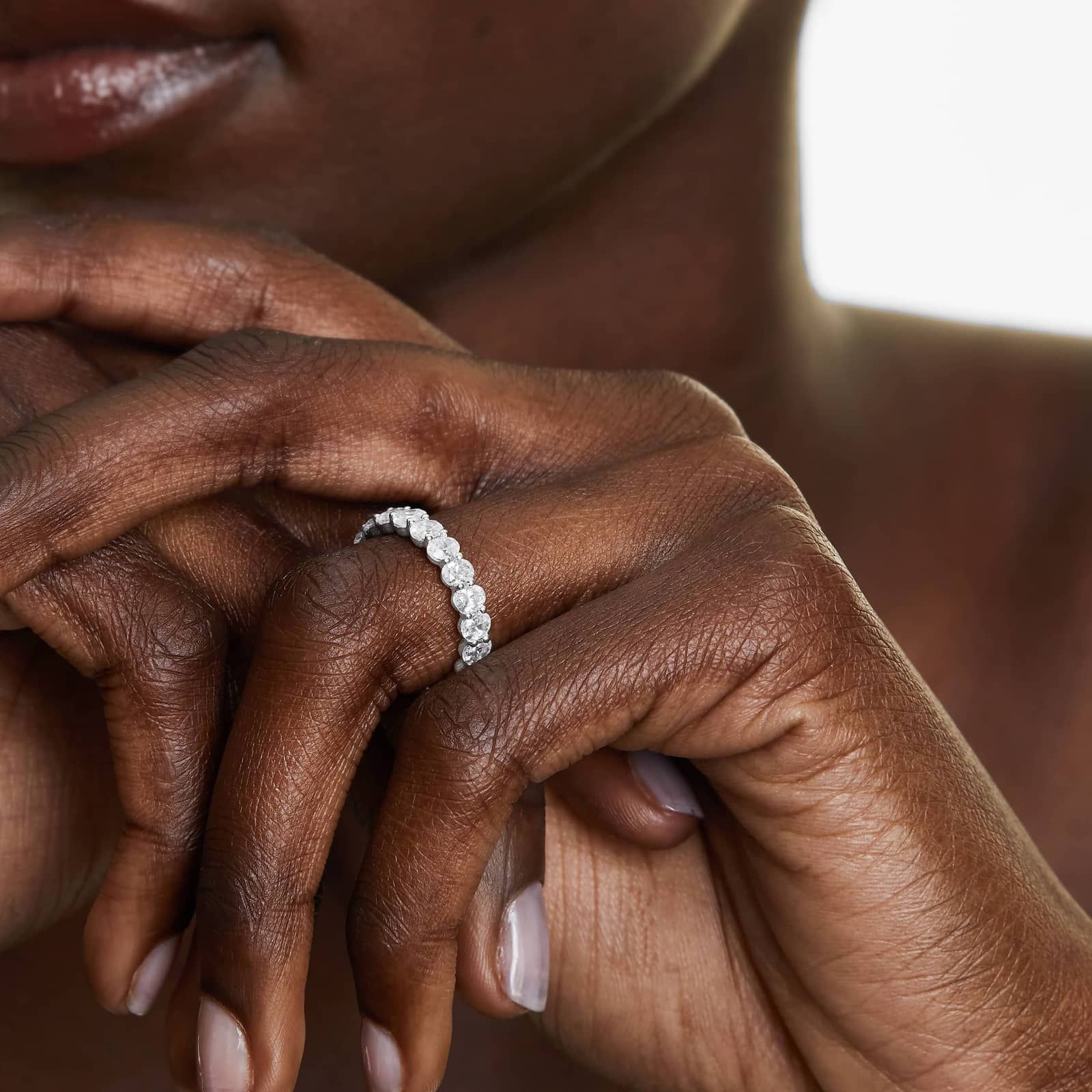 Eternity Ring With 3 CTW Oval Cut Diamonds In Platinum (4.00mm)