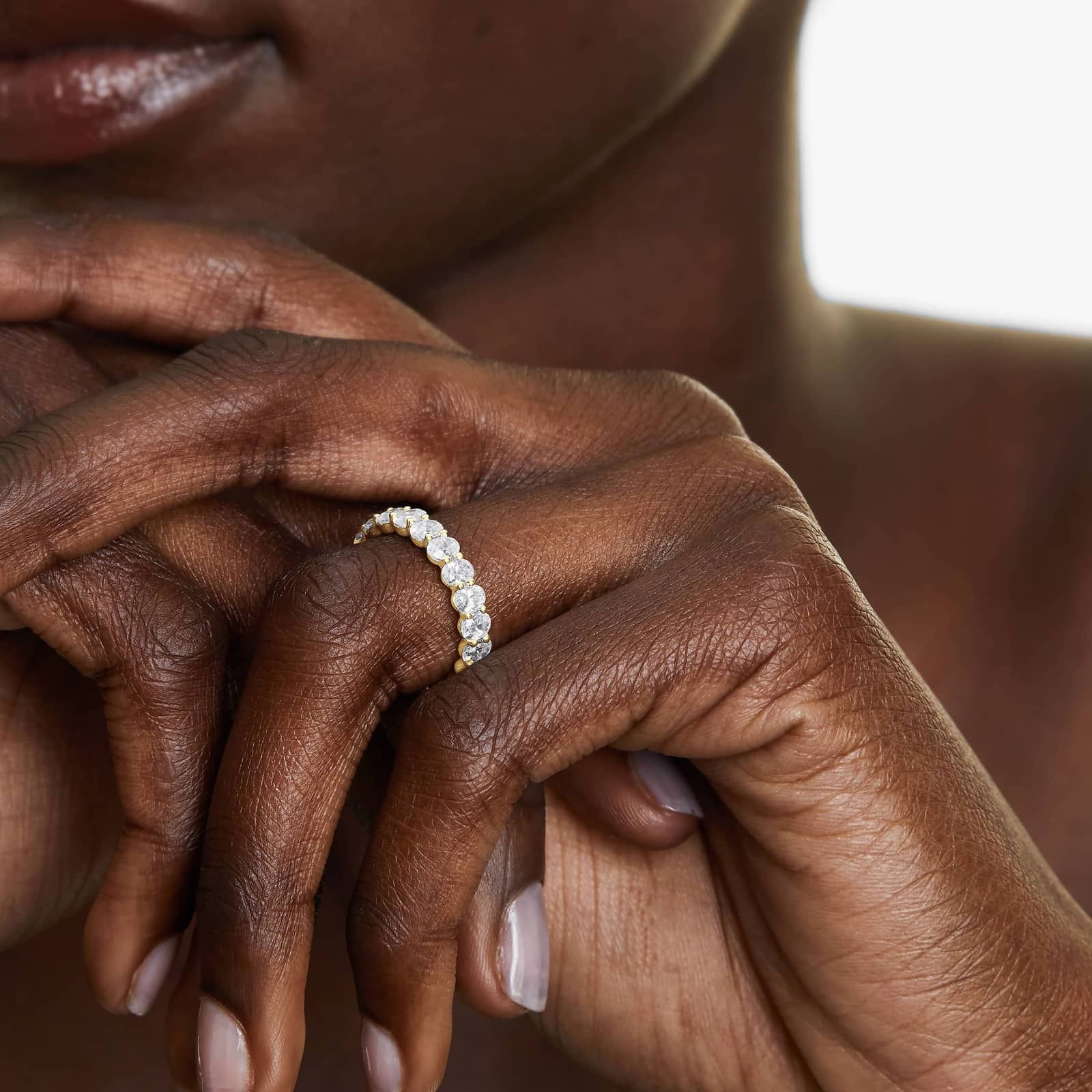 Eternity Ring With 3 CTW Oval Cut Lab-Grown Diamonds In 14K Yellow Gold (4.00mm)