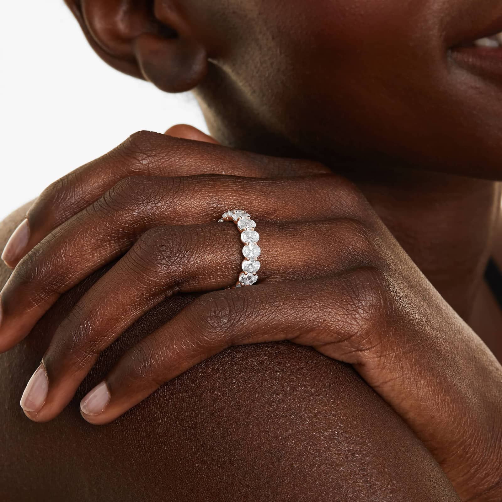 Eternity Ring With 4 CTW Oval Cut Lab-Grown Diamonds In 14K Rose Gold (5.00mm)