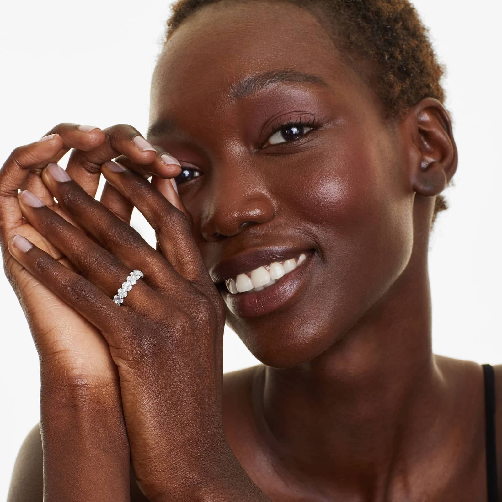 Eternity Ring With 4 CTW Oval Cut Diamonds In Platinum (5.00mm)