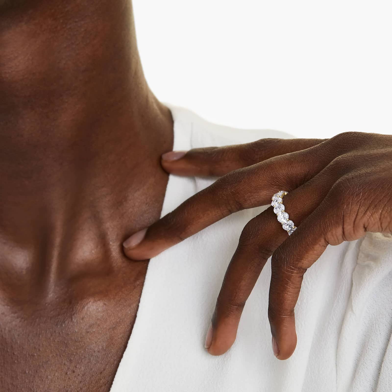 Eternity Ring With 5 CTW Oval Cut Lab-Grown Diamonds In 14K Yellow Gold (5.50mm)