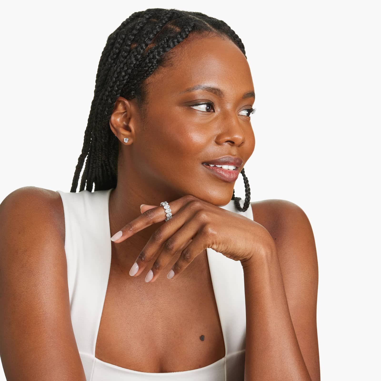 Eternity Ring With 8 CTW Oval Cut Diamonds In Platinum  (7mm)