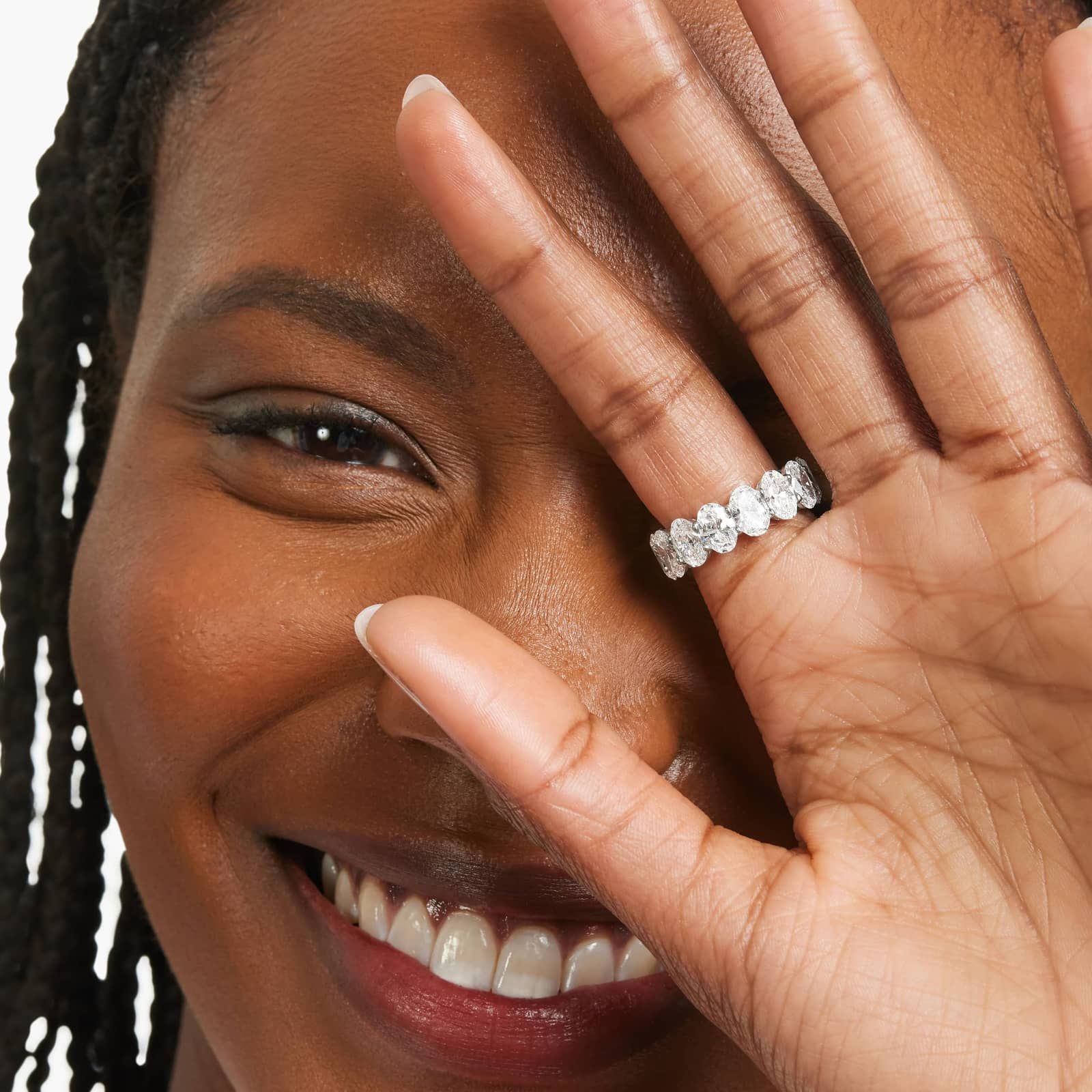 Eternity Ring With 8 CTW Oval Cut Diamonds In Platinum  (7mm)