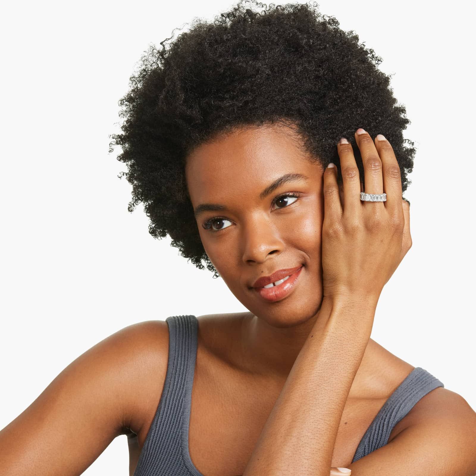 Eternity Ring With 11 CTW Emerald Cut Diamonds In 14K White Gold  (7mm)