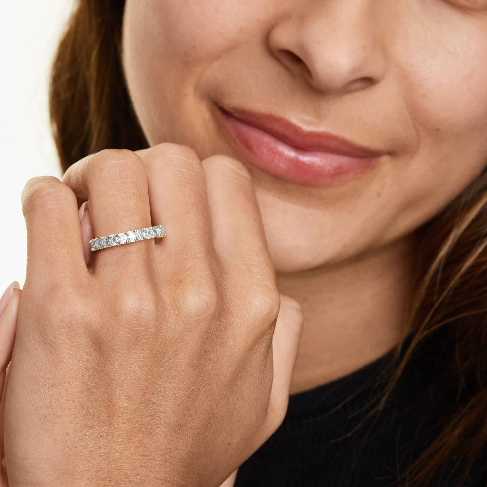 Eternity Ring With 2 CTW Asscher Cut Lab-Grown Diamonds In 14K Yellow Gold (3.00mm)