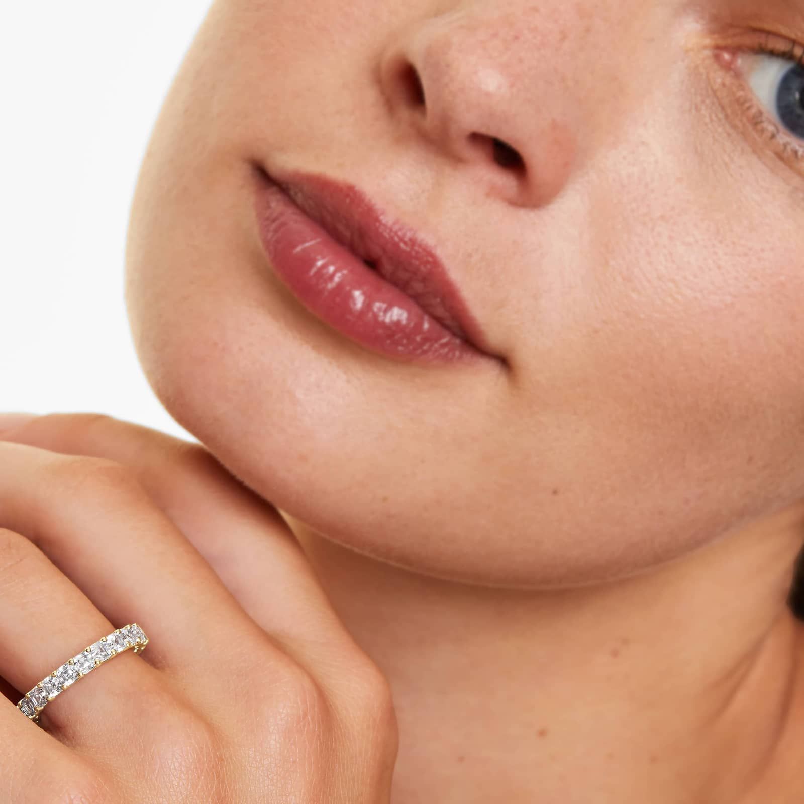 Eternity Ring With 3 CTW Asscher Cut Diamonds In 14K Yellow Gold (4.00mm)