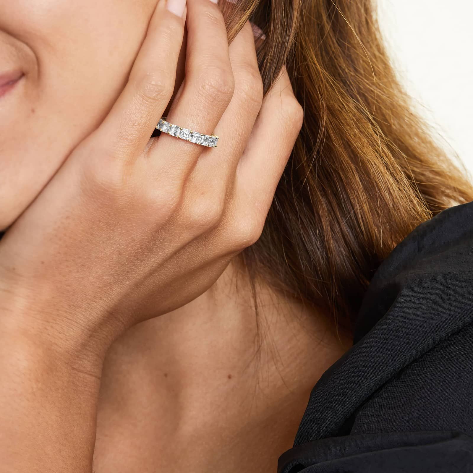 Eternity Ring With 4 CTW Asscher Cut Lab-Grown Diamonds In 14K Yellow Gold (4.50mm)