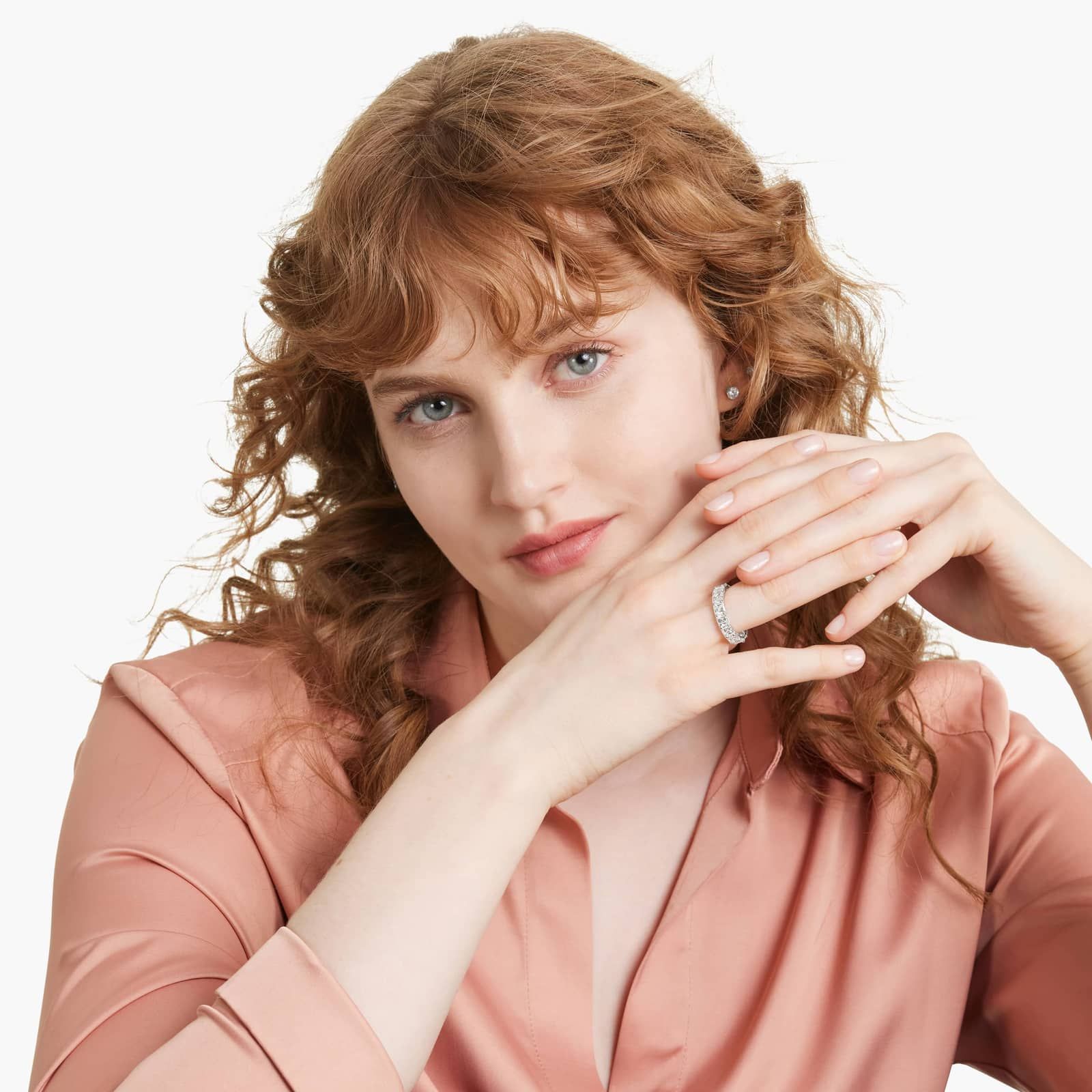 Eternity Ring With 7 CTW Asscher Cut Diamonds In 14K White Gold (5.50mm)