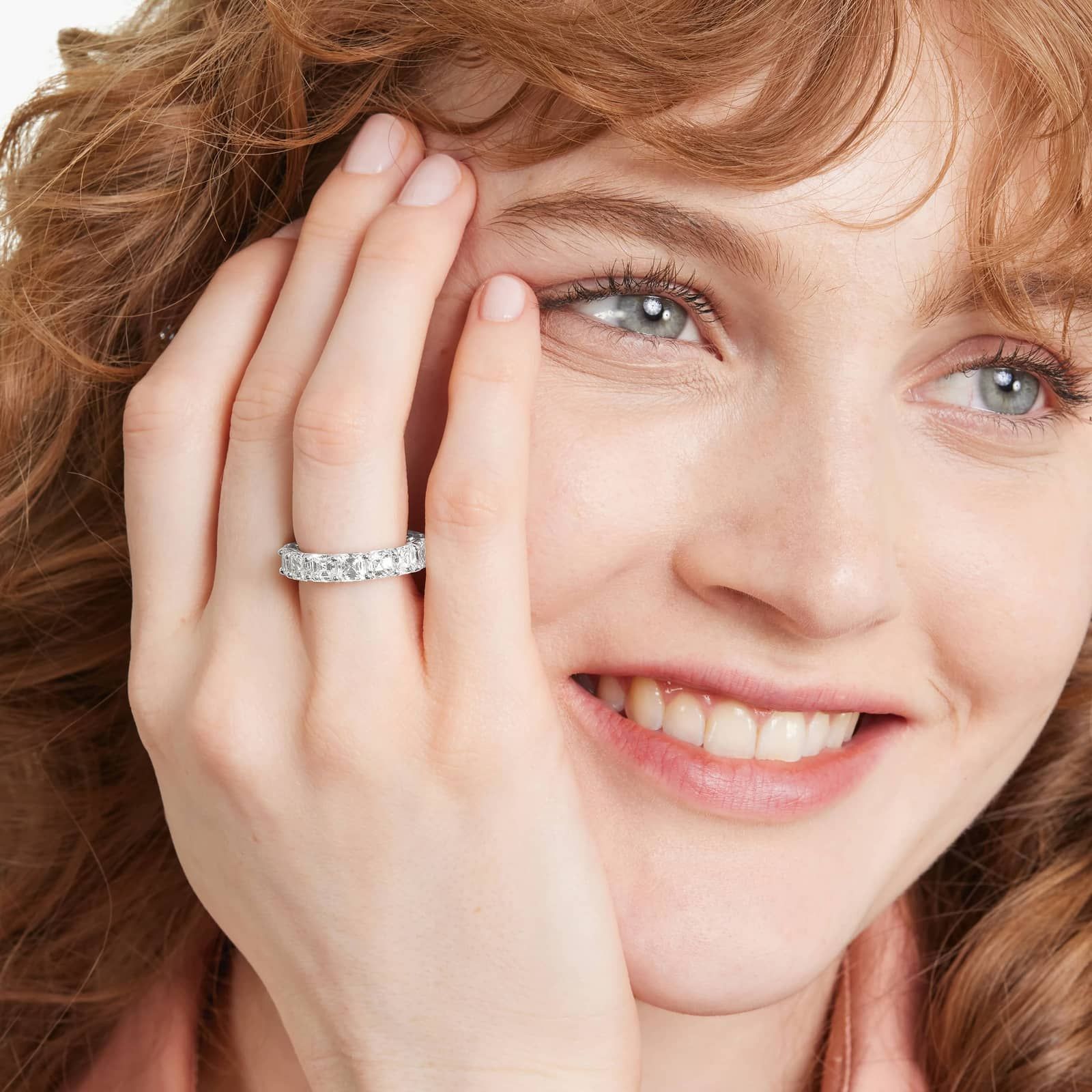 Eternity Ring With 7 CTW Asscher Cut Diamonds In 14K White Gold (5.50mm)