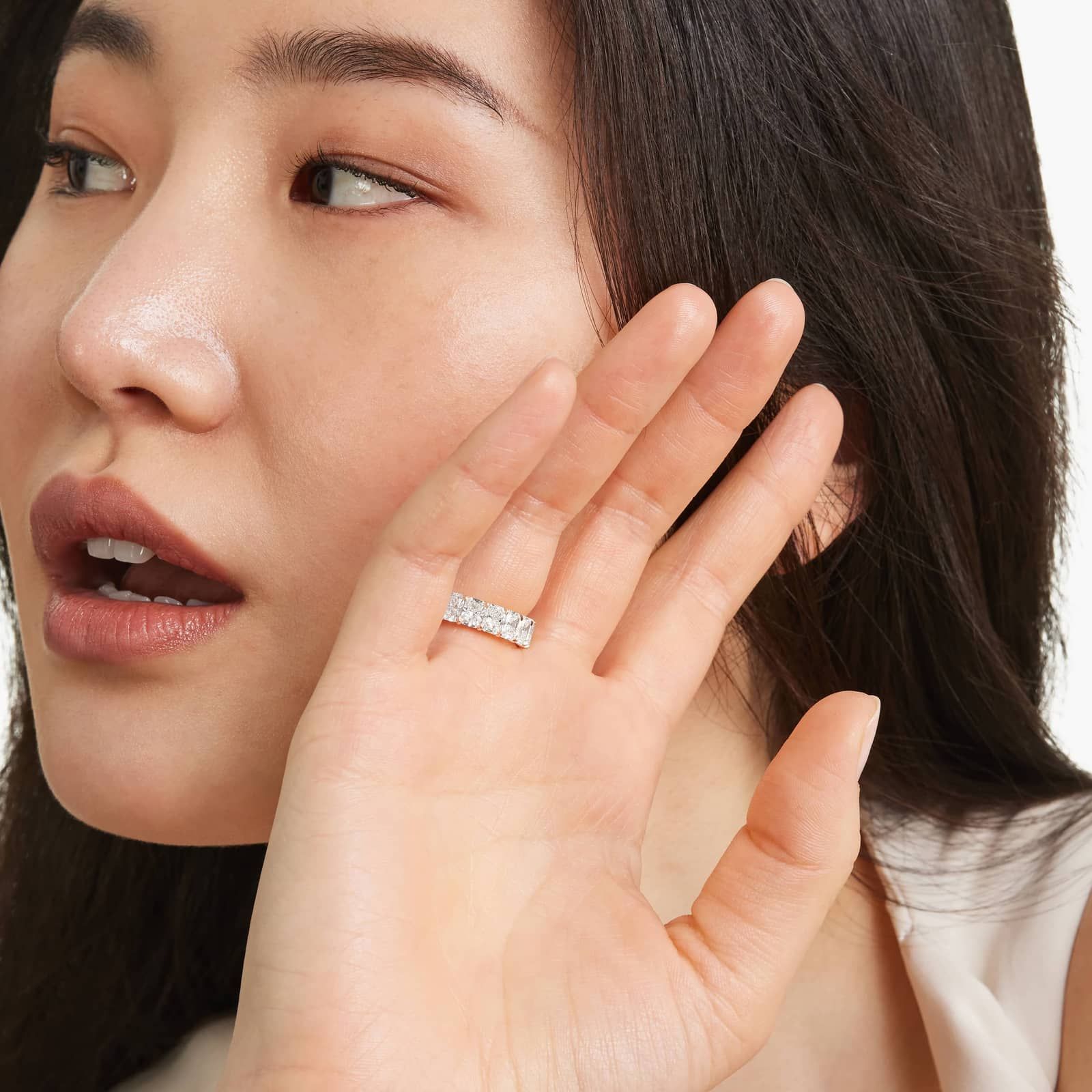 Eternity Ring With 7 CTW Radiant Cut Diamonds In 14K Rose Gold (5.50mm)