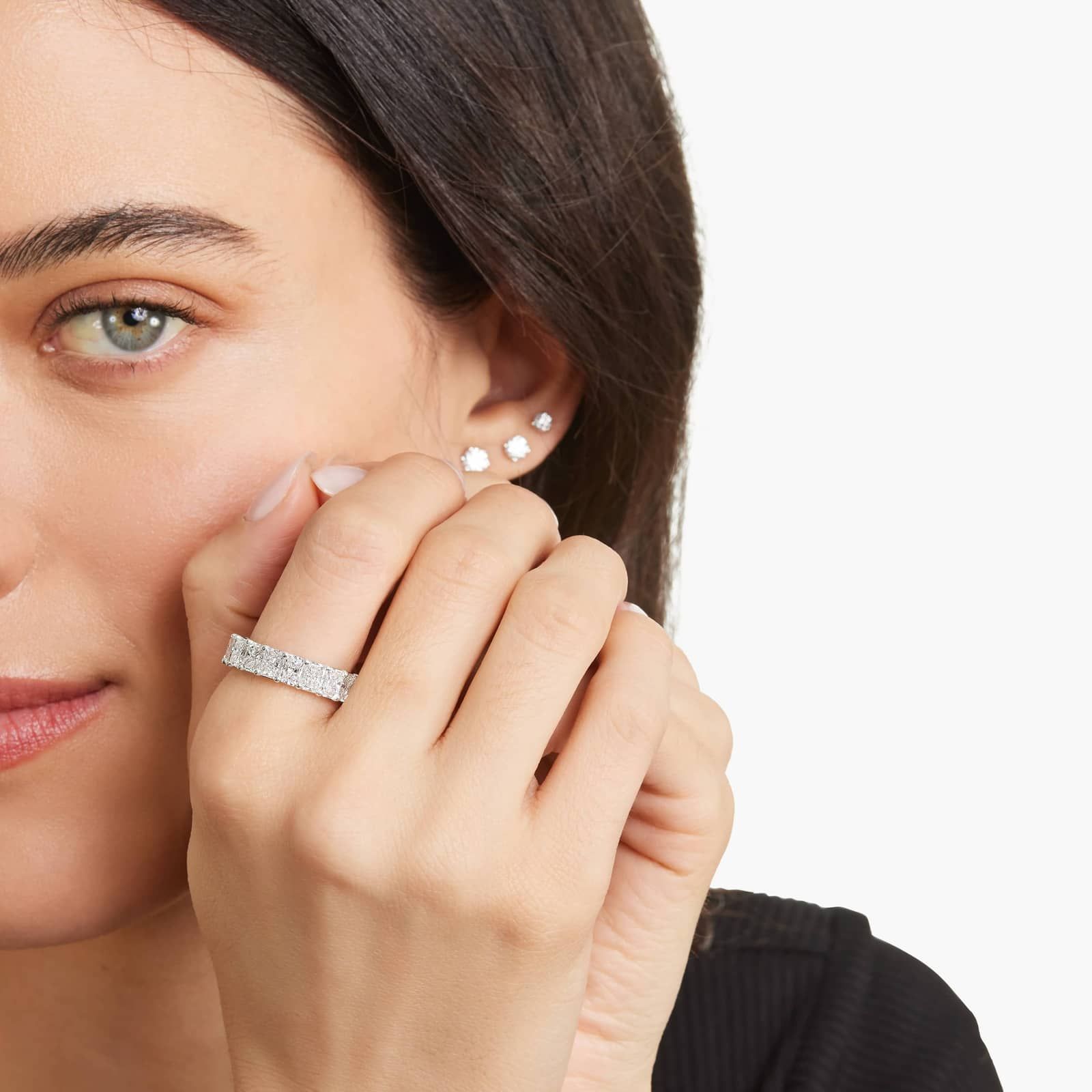 Eternity Ring With 8 CTW Radiant Cut Diamonds In 14K White Gold (6.50mm)