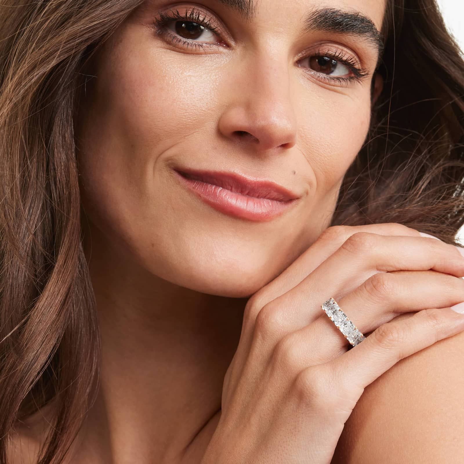 Eternity Ring With 10.5 CTW Radiant Cut Diamonds In 14K Rose Gold (7mm)