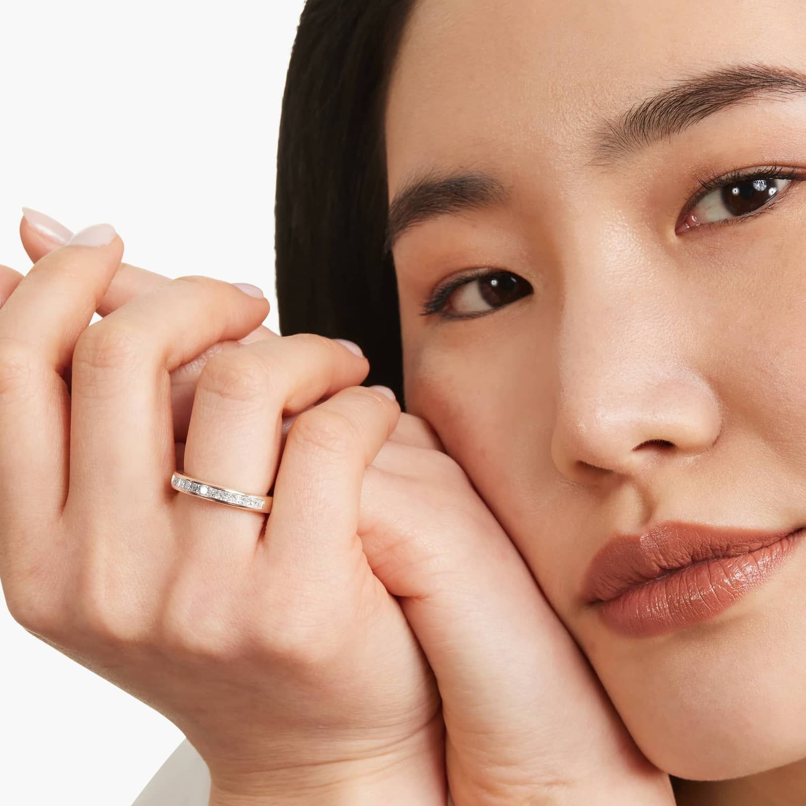 Channel Set Anniversary Ring With 1 CTW Princess Cut Diamonds In 14K Rose Gold (3.90mm)