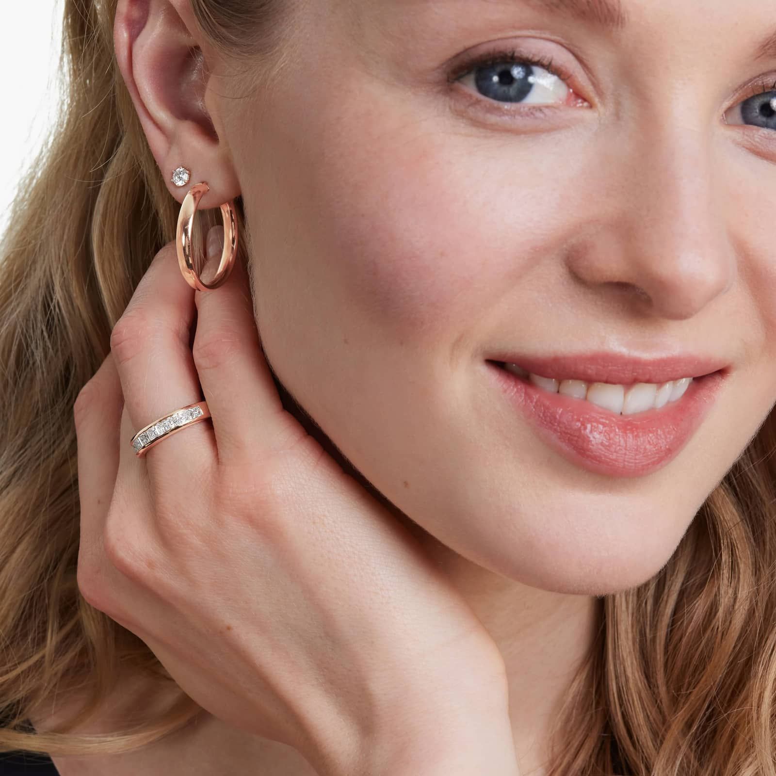 Channel Set Anniversary Ring With 1.5 CTW Princess Cut Diamonds In 14K Rose Gold (4.20mm)