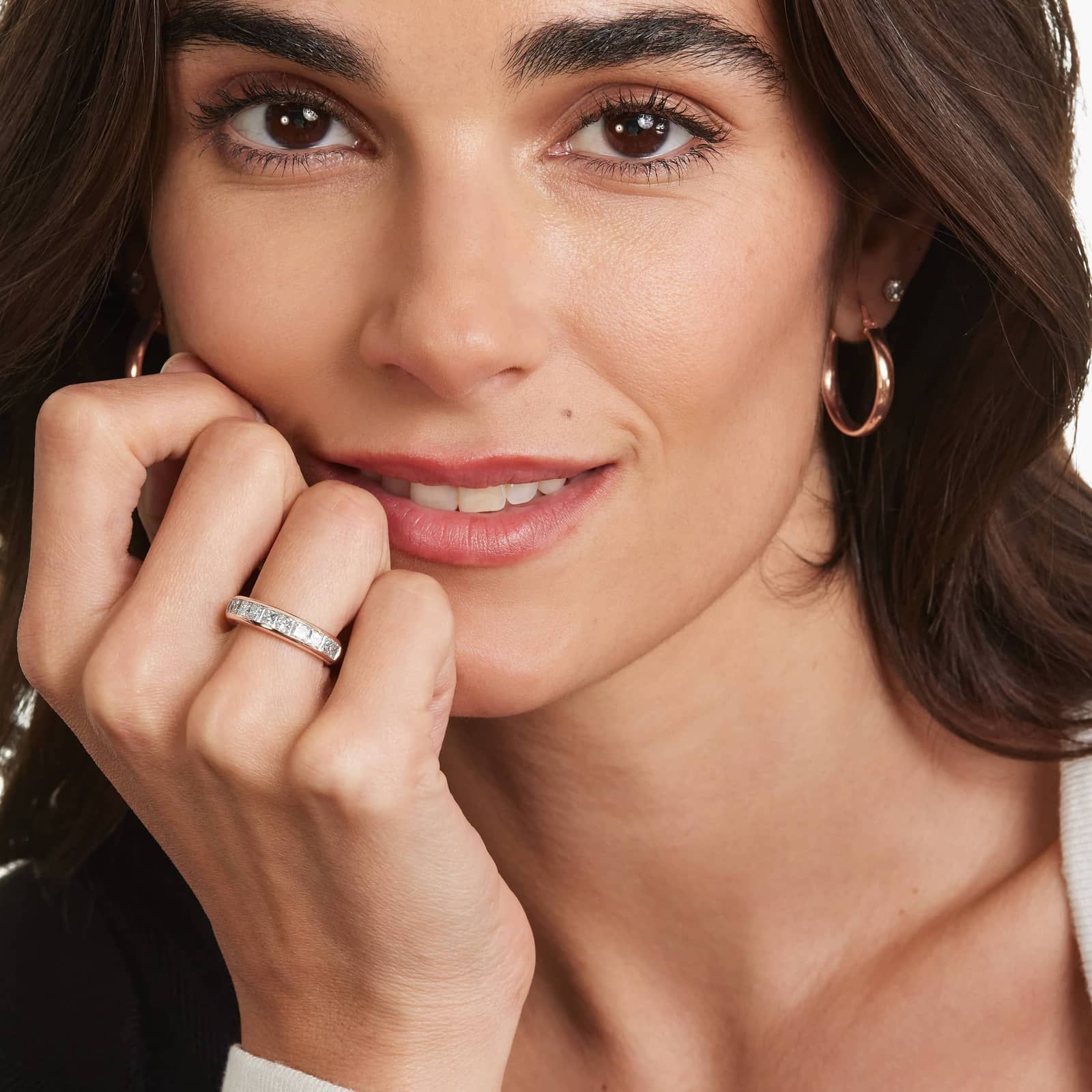 Channel Set Anniversary Ring With 2 CTW Princess Cut Diamonds In 14K Rose Gold (4.70mm)