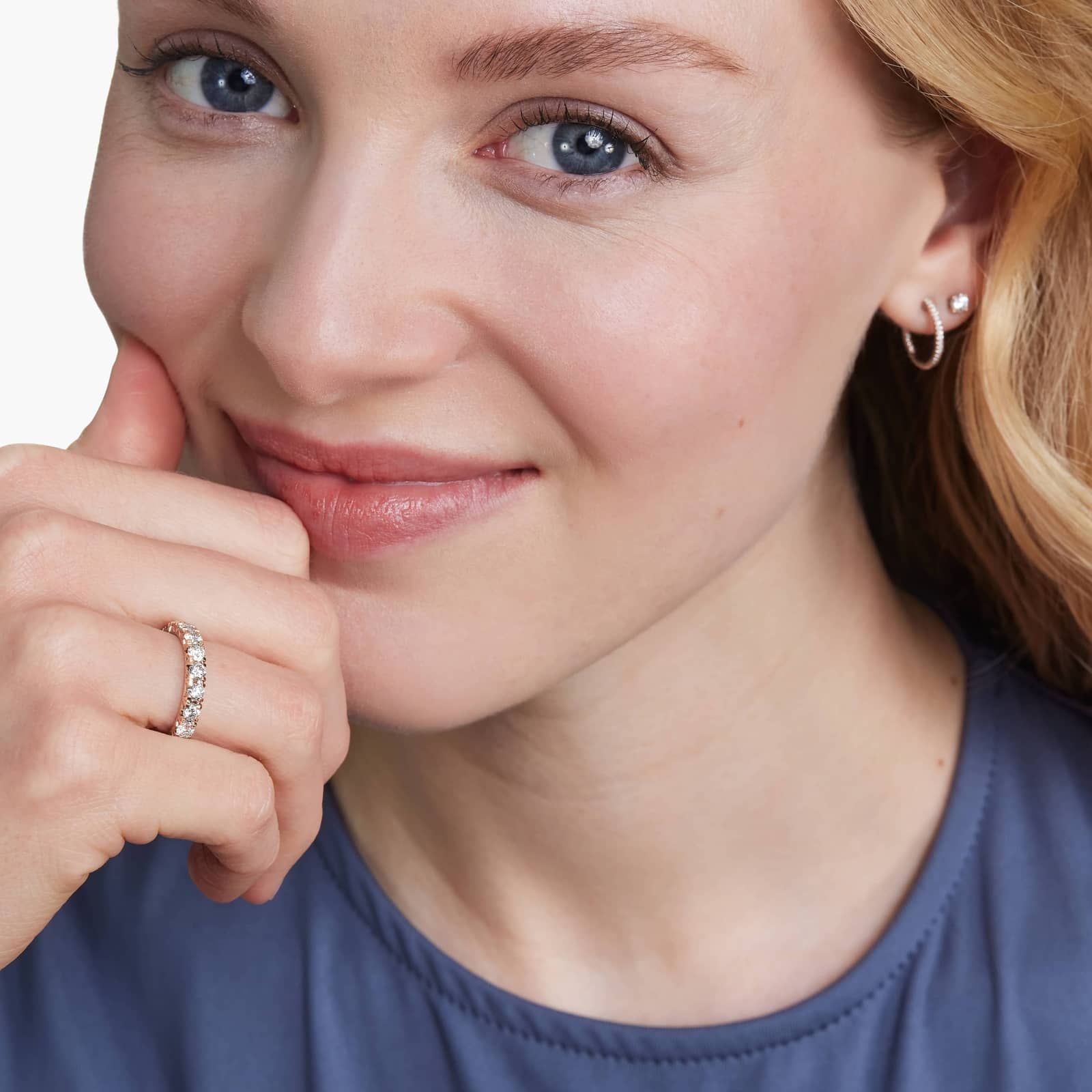 French Pavé Anniversary Ring With 1 CTW Lab-Grown Diamonds In 14K Rose Gold (3.50mm)