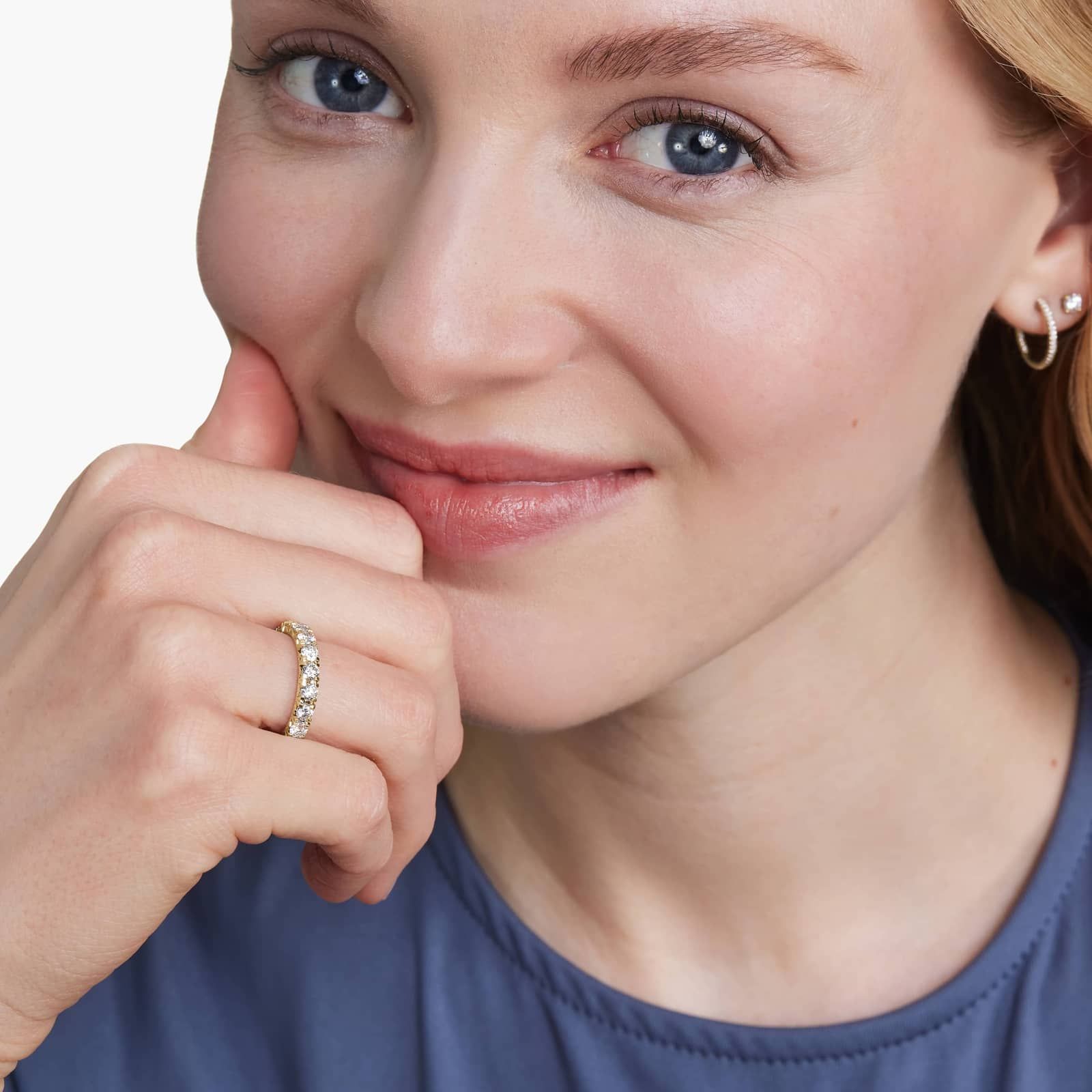 French Pavé Anniversary Ring With 1 CTW Lab-Grown Diamonds In 14K Yellow Gold (3.50mm)