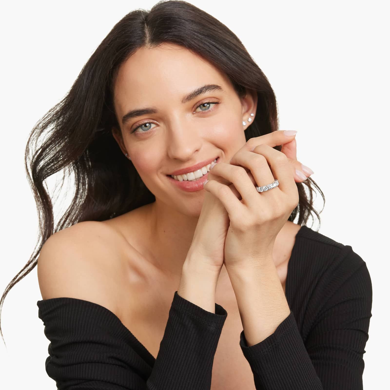 French Pavé Anniversary Ring With 2.5 CTW Diamonds In Platinum (5.50mm)