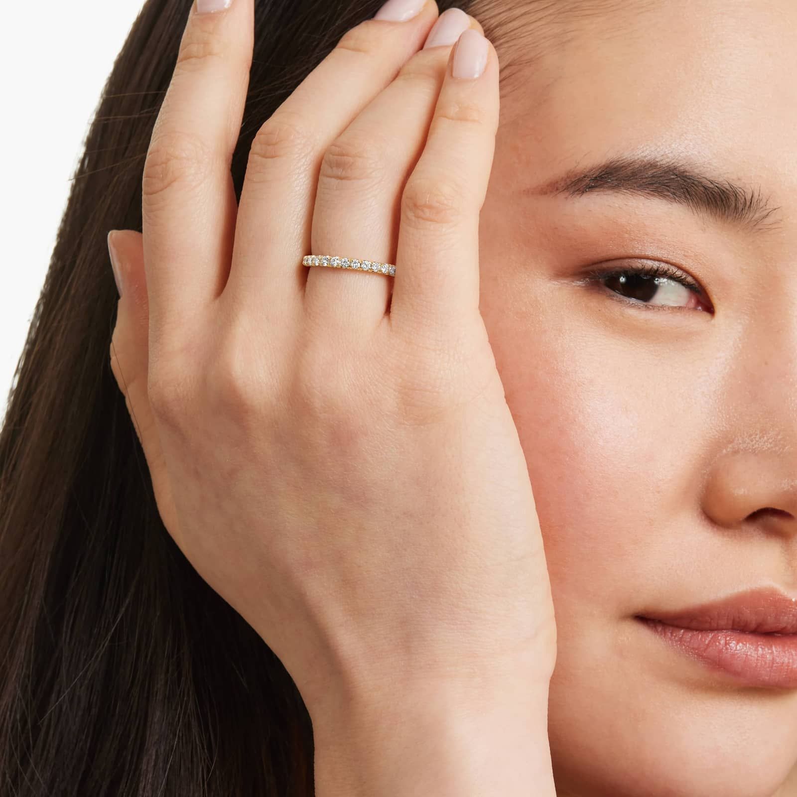 French Pavé Eternity Ring With 0.75 CTW Lab-Grown Diamonds In 14K Yellow Gold (2.00mm)