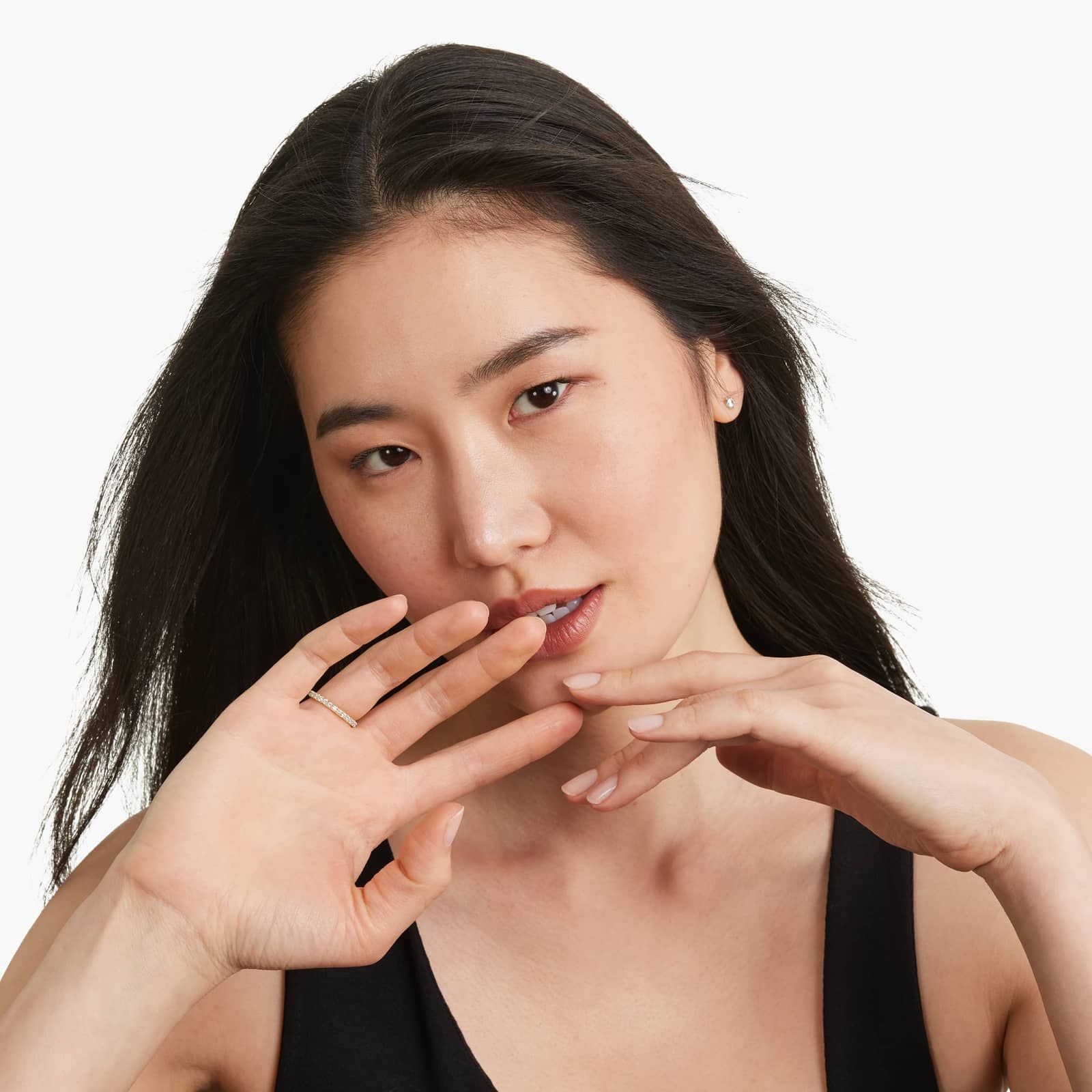 French Pavé Eternity Ring With 0.75 CTW Lab-Grown Diamonds In 14K Yellow Gold (2.00mm)