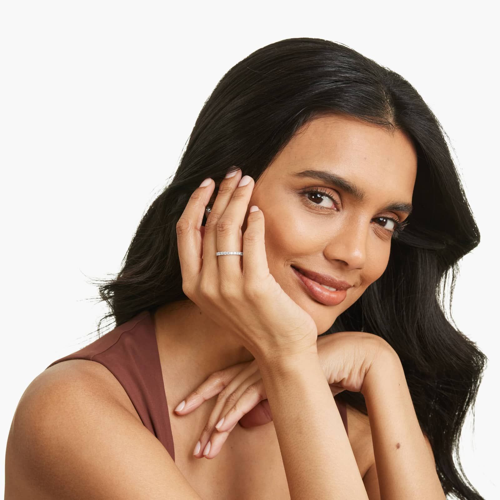 French Pavé Eternity Ring With 1 CTW Lab-Grown Diamonds In 14K White Gold (2.50mm)