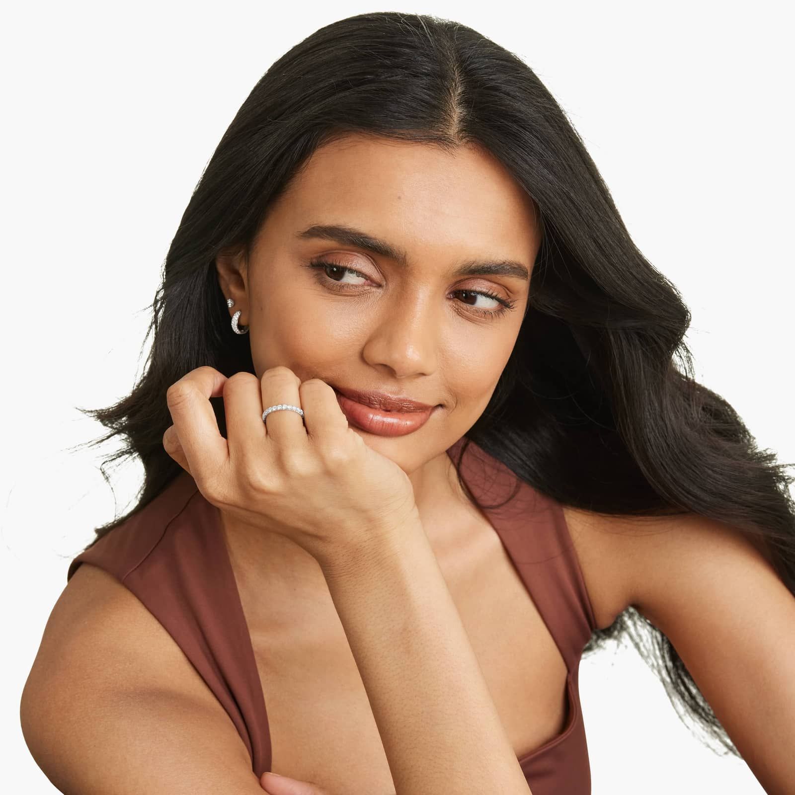 French Pavé Eternity Ring With 1 CTW Lab-Grown Diamonds In 14K White Gold (2.50mm)