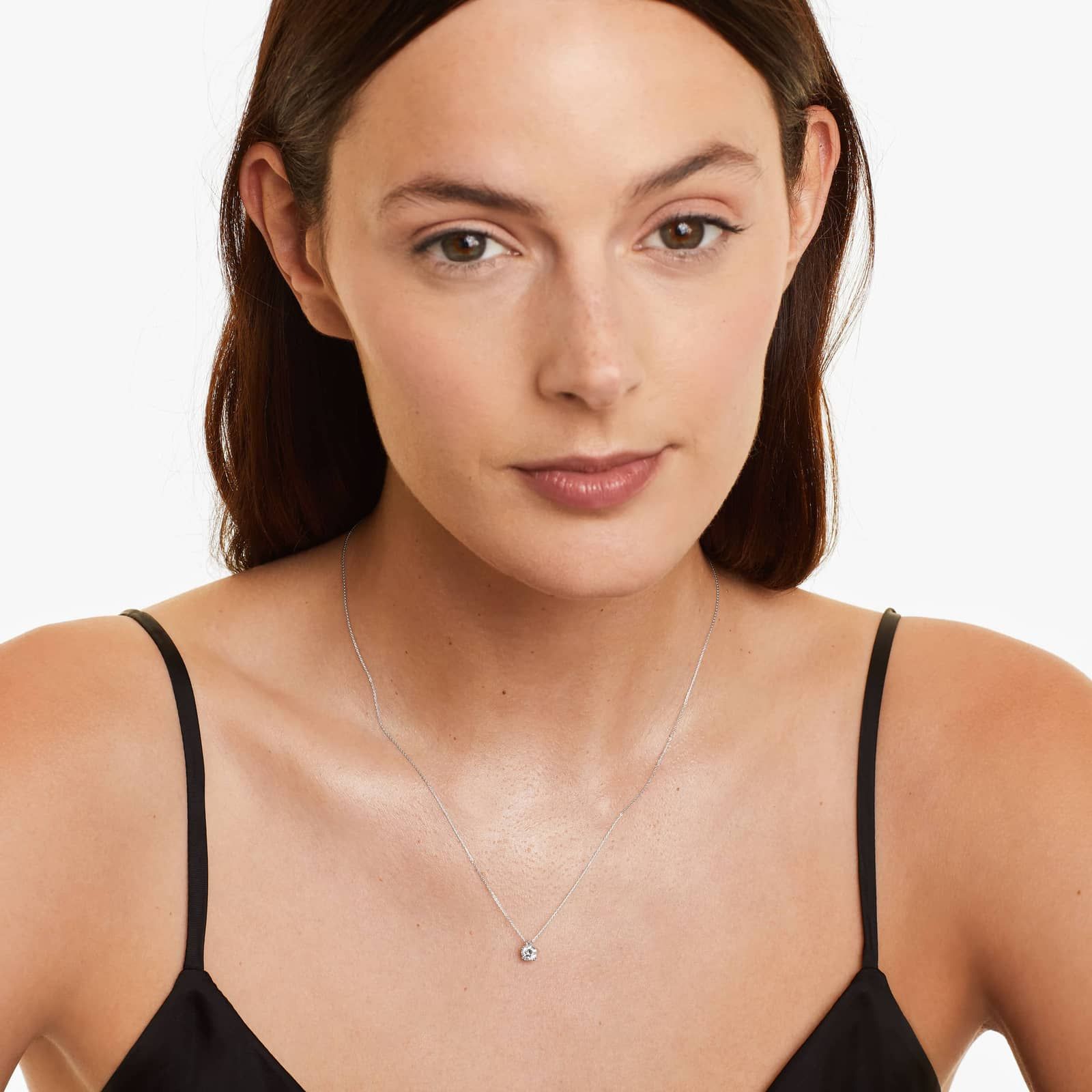 14K White Gold Double Prong Lab-Grown Diamond Pendant (1.00 CTW - F-G / VS2-SI1)