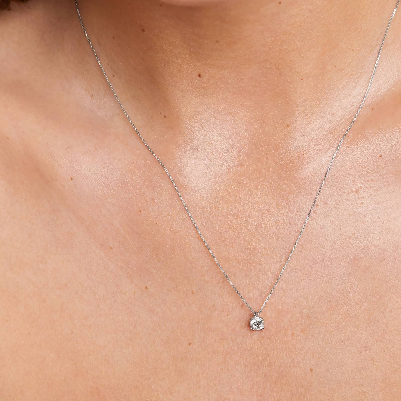 14K White Gold Double Prong Lab-Grown Diamond Pendant (1.00 CTW - F-G / VS2-SI1)