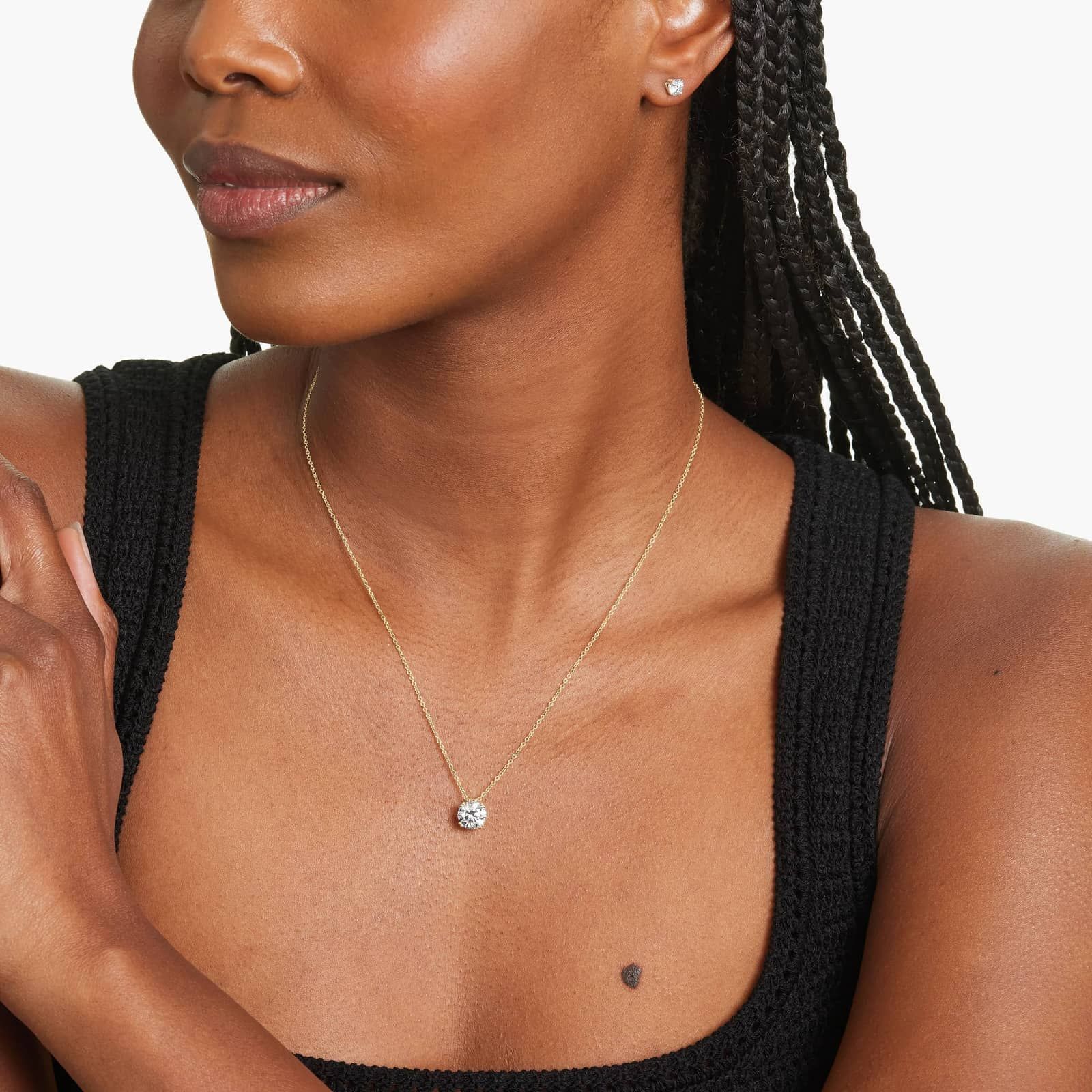 14K Yellow Gold Double Prong Lab Created Diamond Pendant (2 CTW - F-G / VS2-SI1)