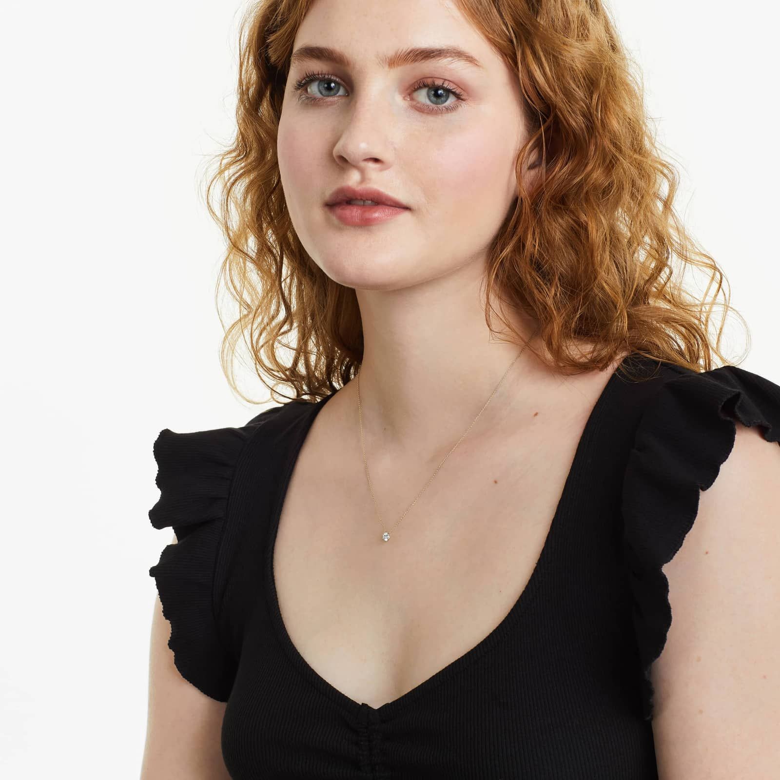 14K Yellow Gold Six Prong Wire Basket Diamond Pendant (0.25 CTW - H-I / SI1-SI2)