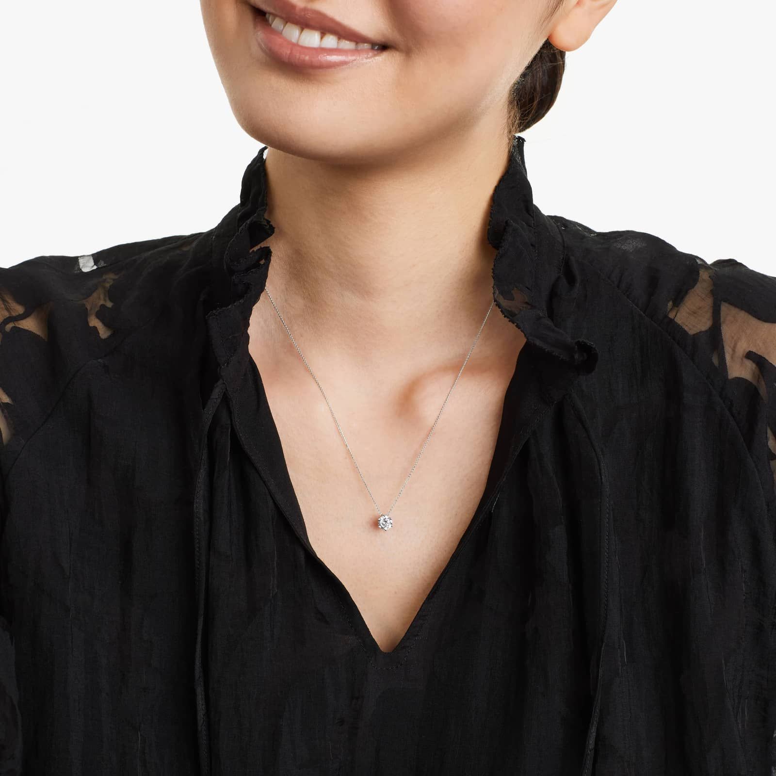 14K White Gold Wire Basket Lab-Grown Diamond Pendant (0.75 CTW - F-G / VS2-SI1)