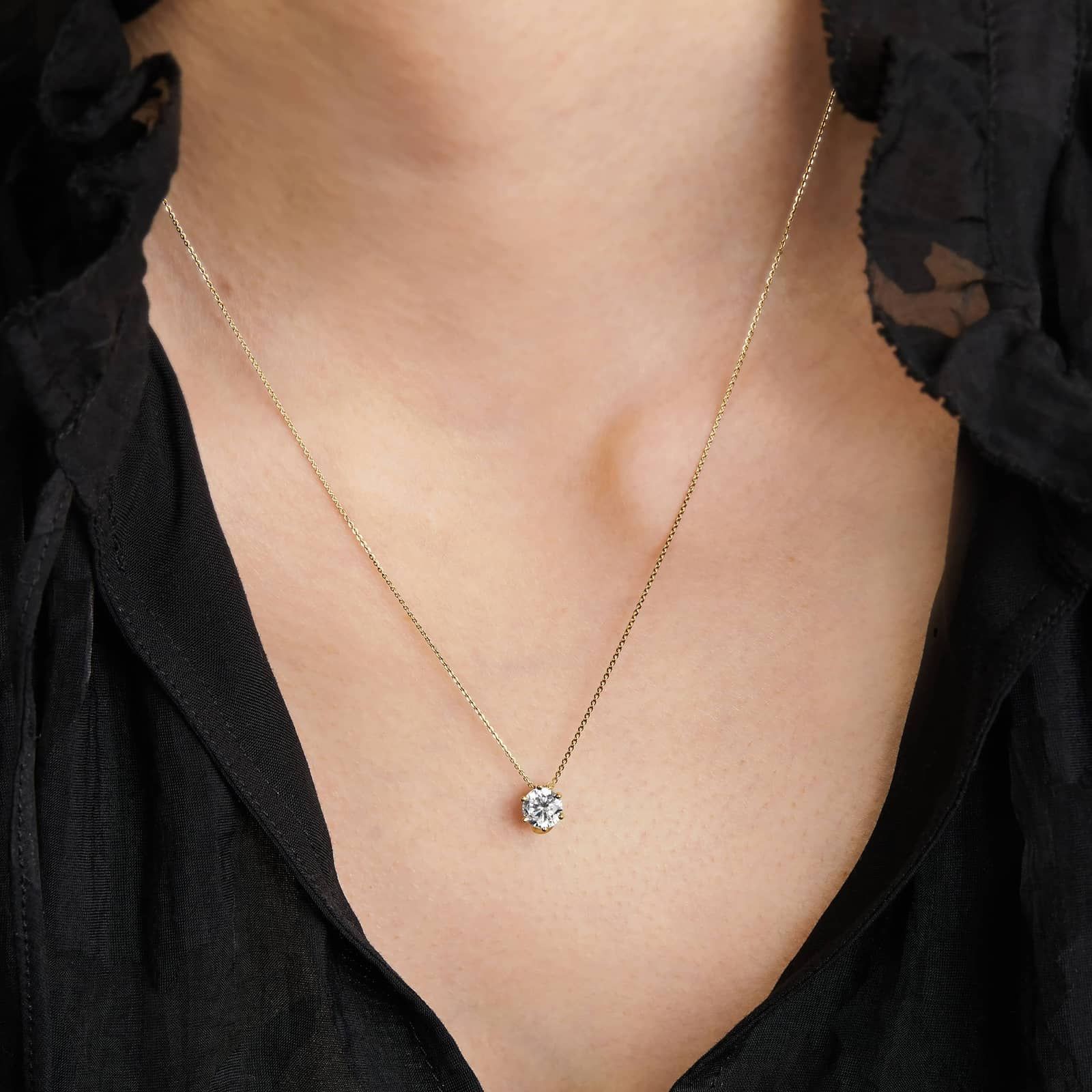 14K Yellow Gold Wire Basket Lab-Grown Diamond Pendant (0.75 CTW - F-G / VS2-SI1)