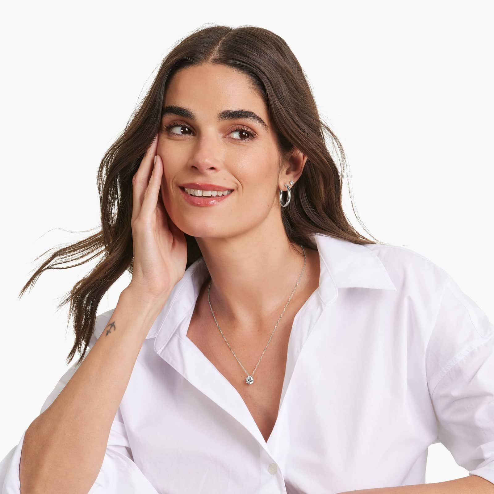 14K White Gold Wire Basket Lab Created Diamond Pendant  (2 CTW - F-G / VS2-SI1)