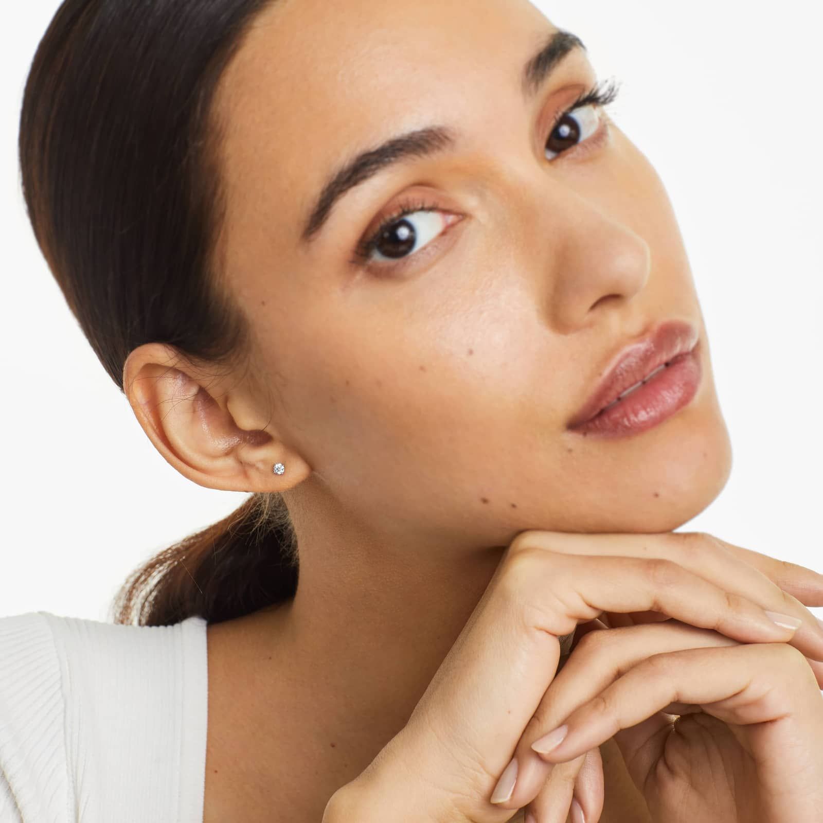 Four Prong 0.25 CTW Round Brilliant Diamond Earrings In Platinum