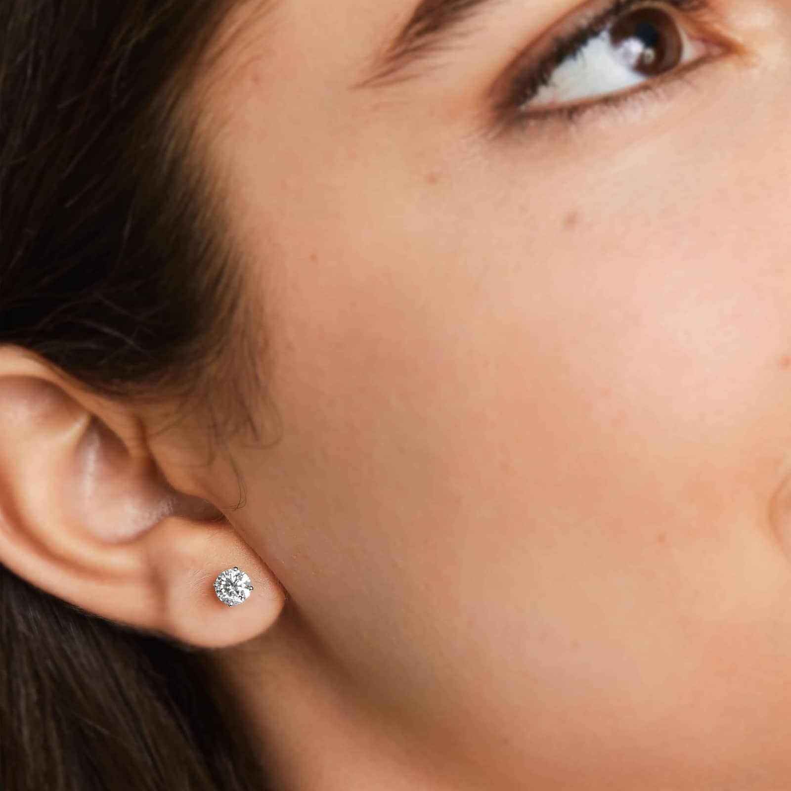 Four Prong 0.75 CTW Round Lab-Grown Diamond Stud Earrings In 14K White Gold