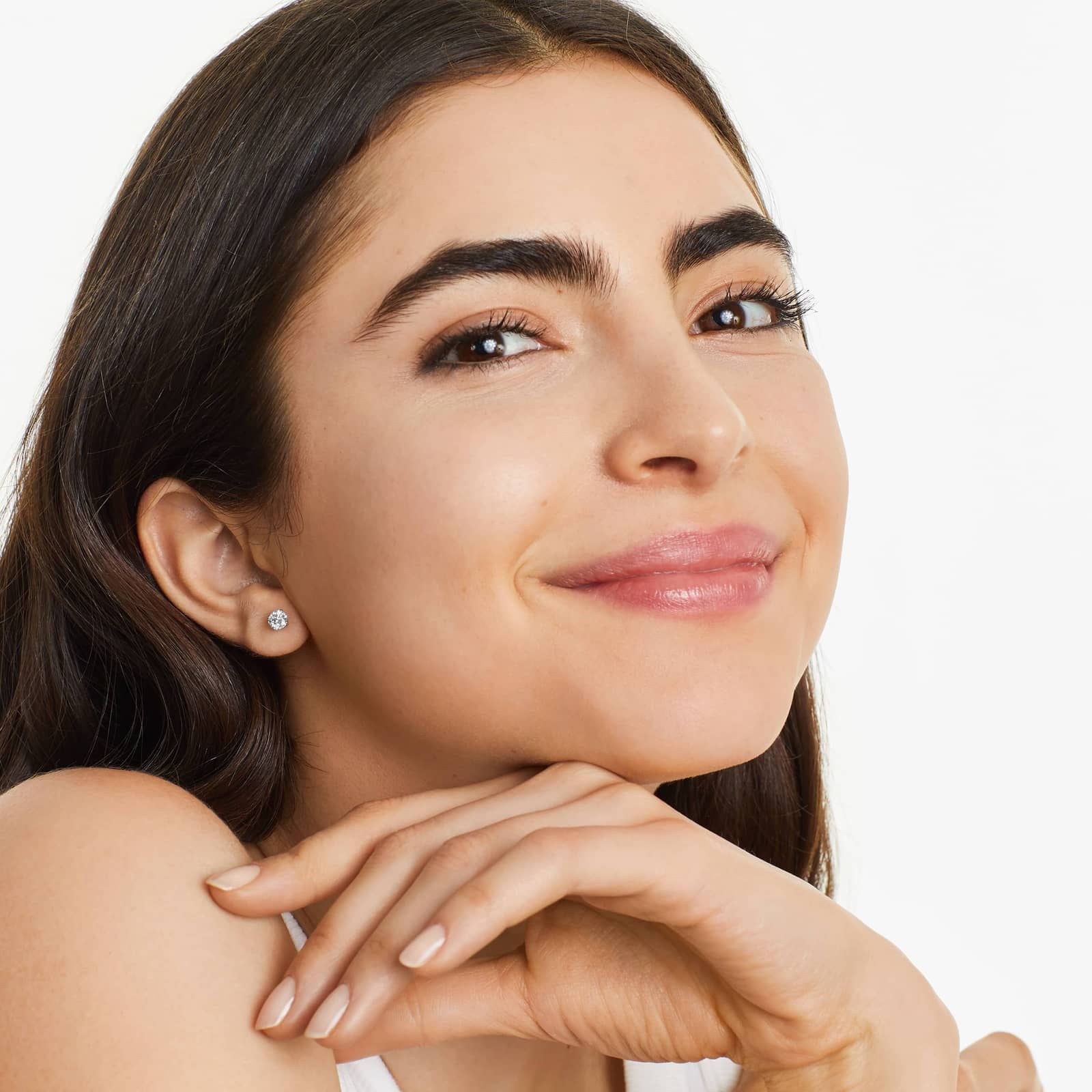 Four Prong 0.75 CTW Round Lab-Grown Diamond Stud Earrings In 14K White Gold