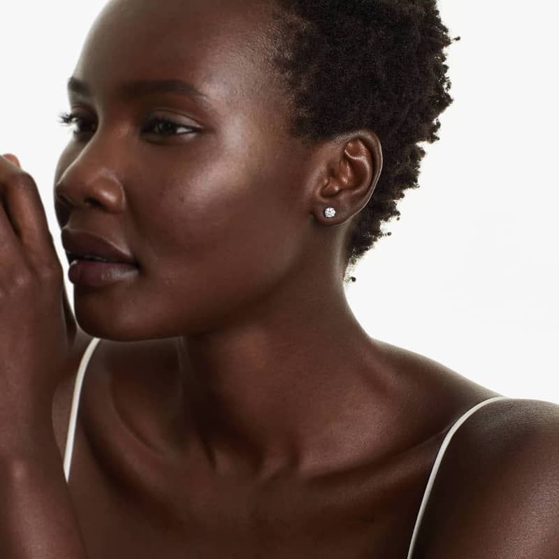 Four Prong 1 CTW Round Lab-Grown Diamond Stud Earrings In 14K White Gold